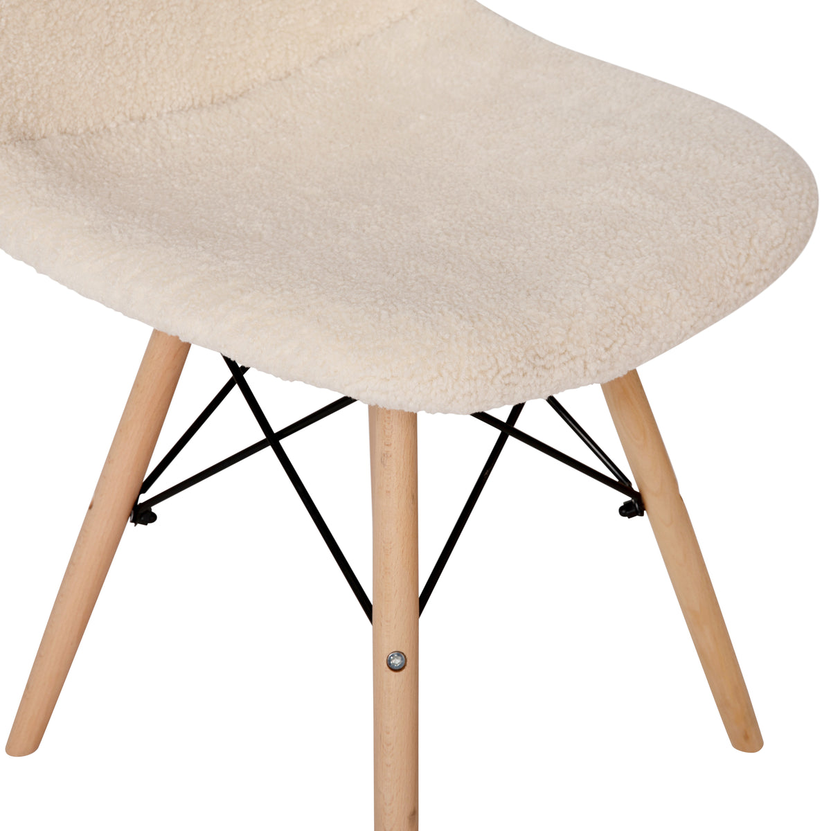 Zula Modern Padded Armless Faux Shearling Accent Chair with Beechwood Legs