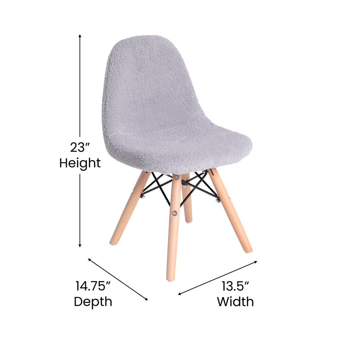 Zula Kid's Modern Padded Armless Faux Shearling Accent Chair with Beechwood Legs