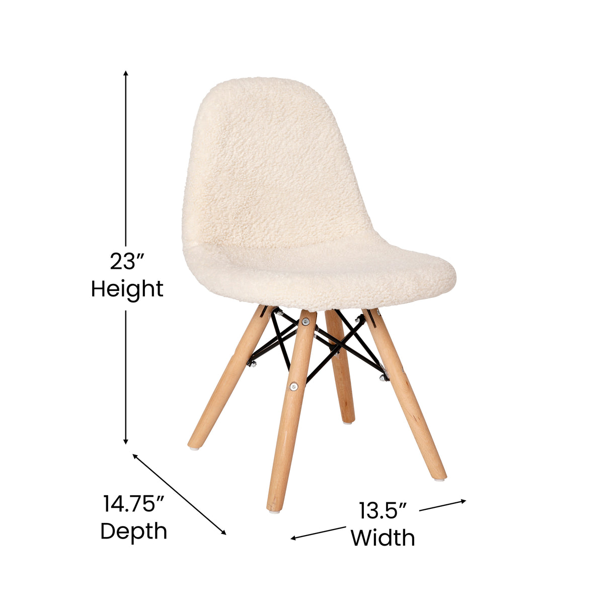 Zula Kid's Modern Padded Armless Faux Shearling Accent Chair with Beechwood Legs