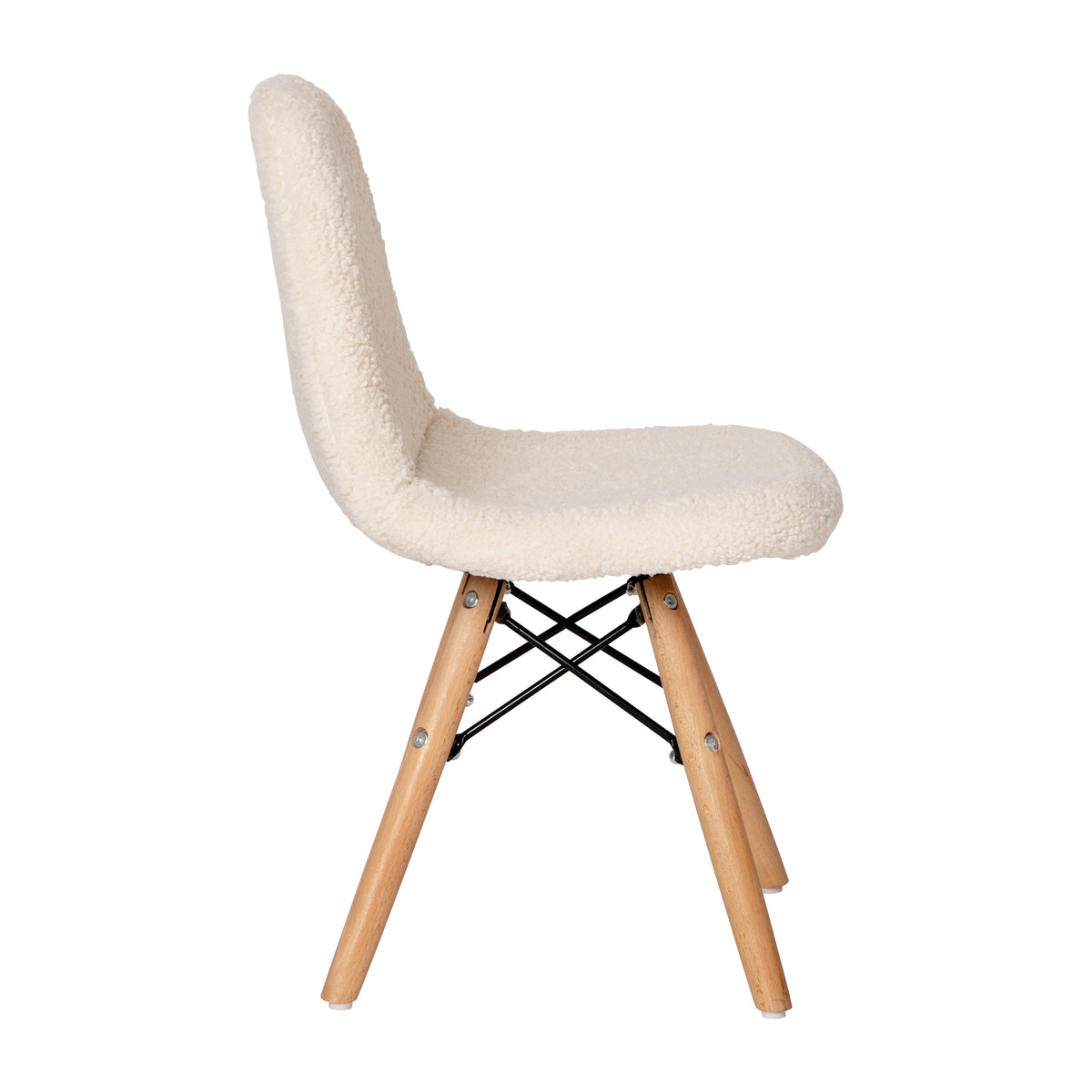 Zula Kid's Modern Padded Armless Faux Shearling Accent Chair with Beechwood Legs