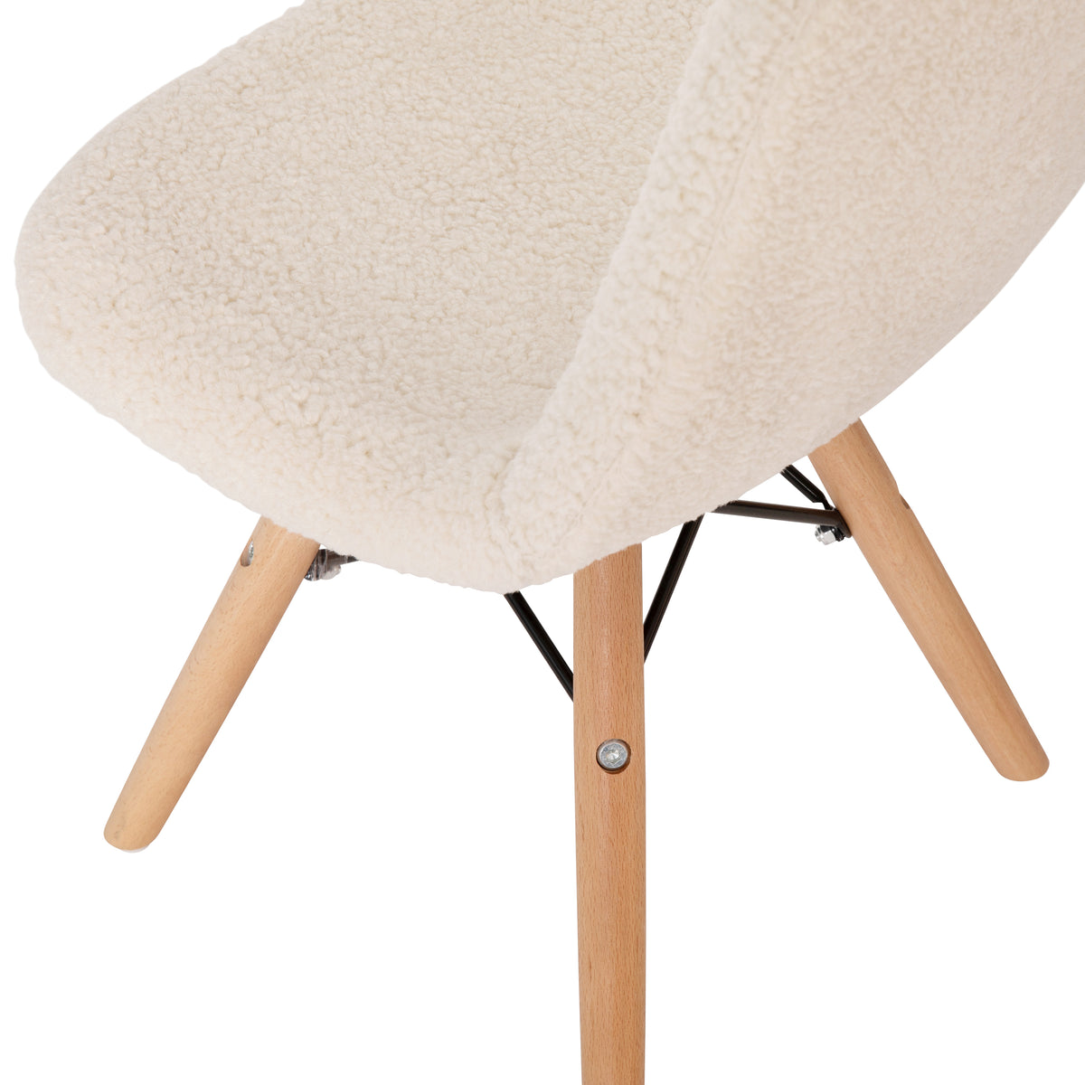 Zula Kid's Modern Padded Armless Faux Shearling Accent Chair with Beechwood Legs