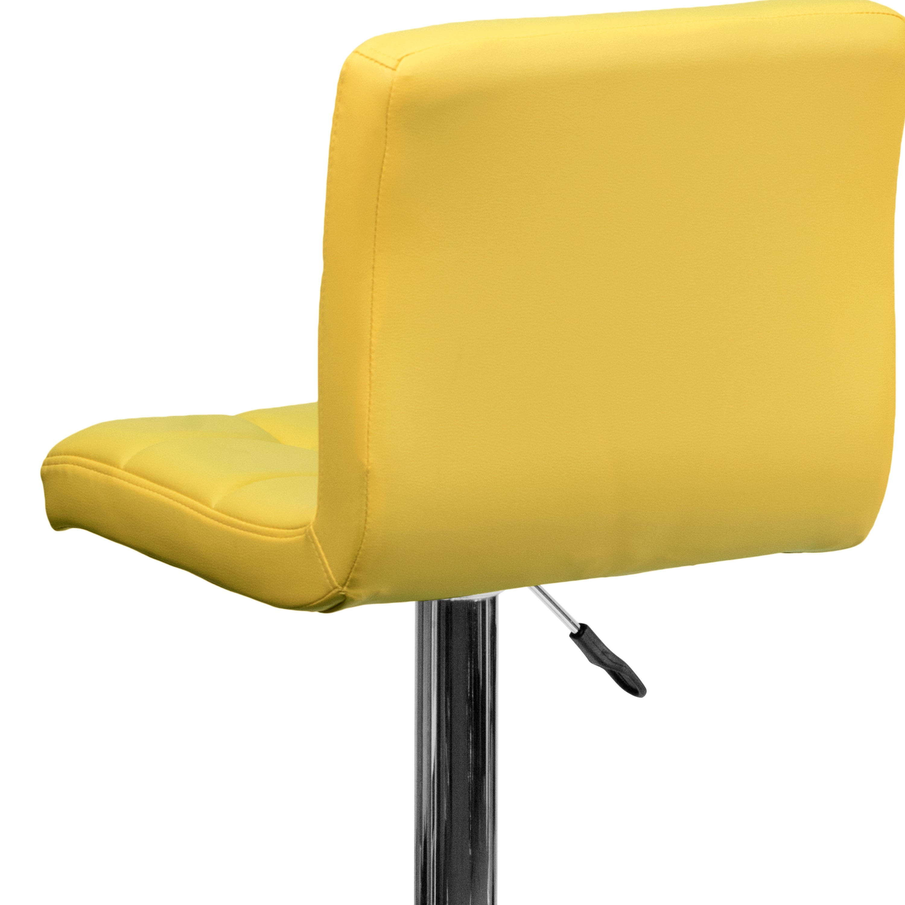 Contemporary Quilted Vinyl Adjustable Height Barstool with Chrome Base