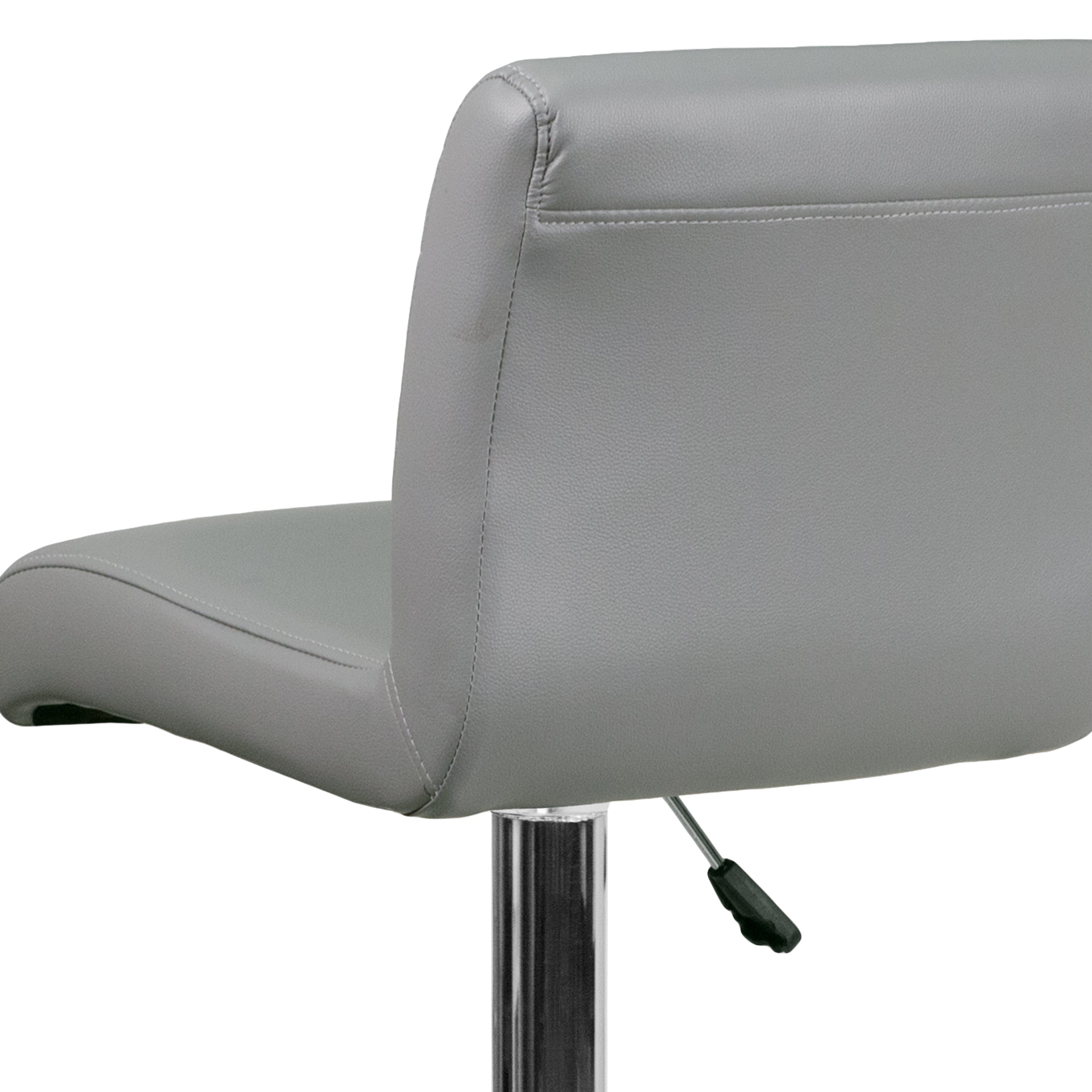Contemporary Vinyl Adjustable Height Barstool with Rolled Seat and Chrome Base