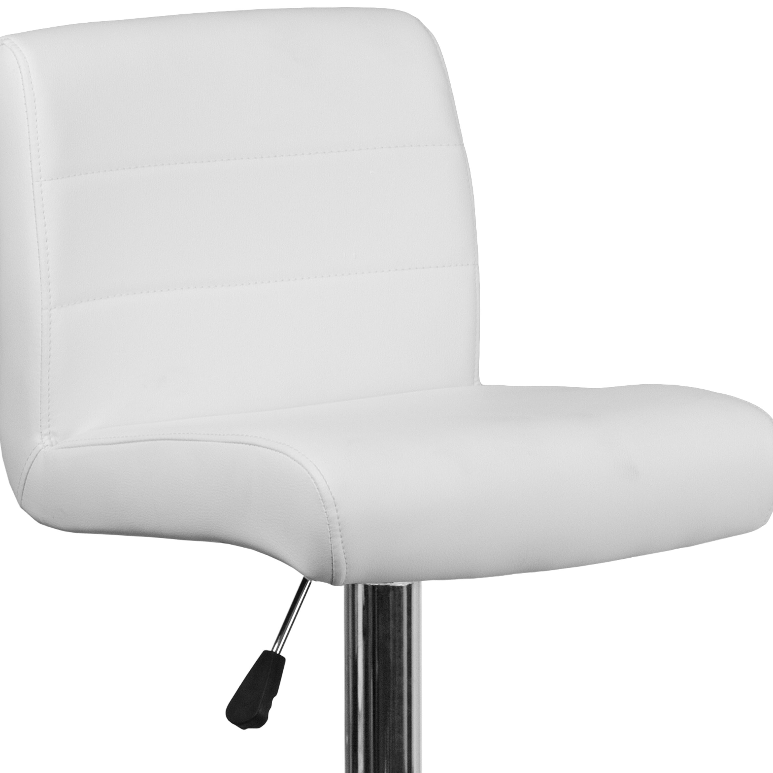 Contemporary Vinyl Adjustable Height Barstool with Rolled Seat and Chrome Base