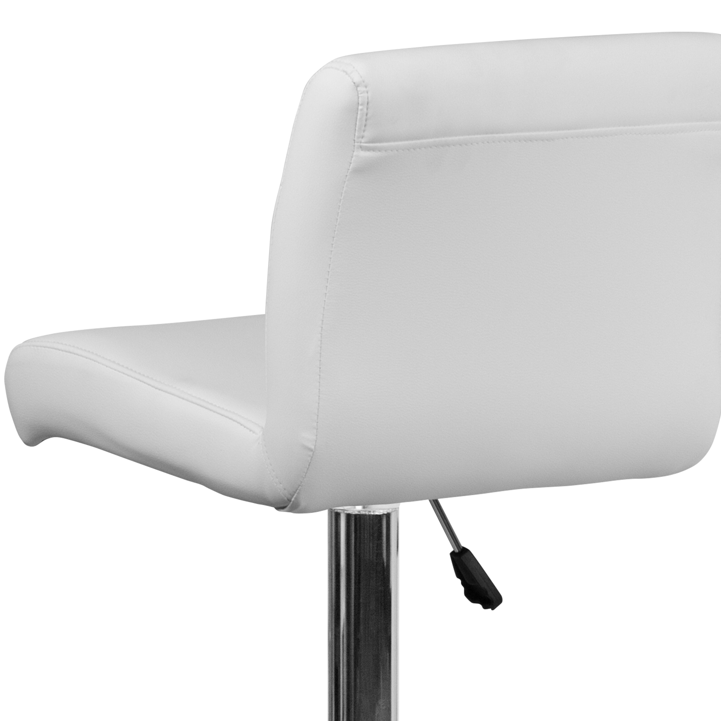 Contemporary Vinyl Adjustable Height Barstool with Rolled Seat and Chrome Base