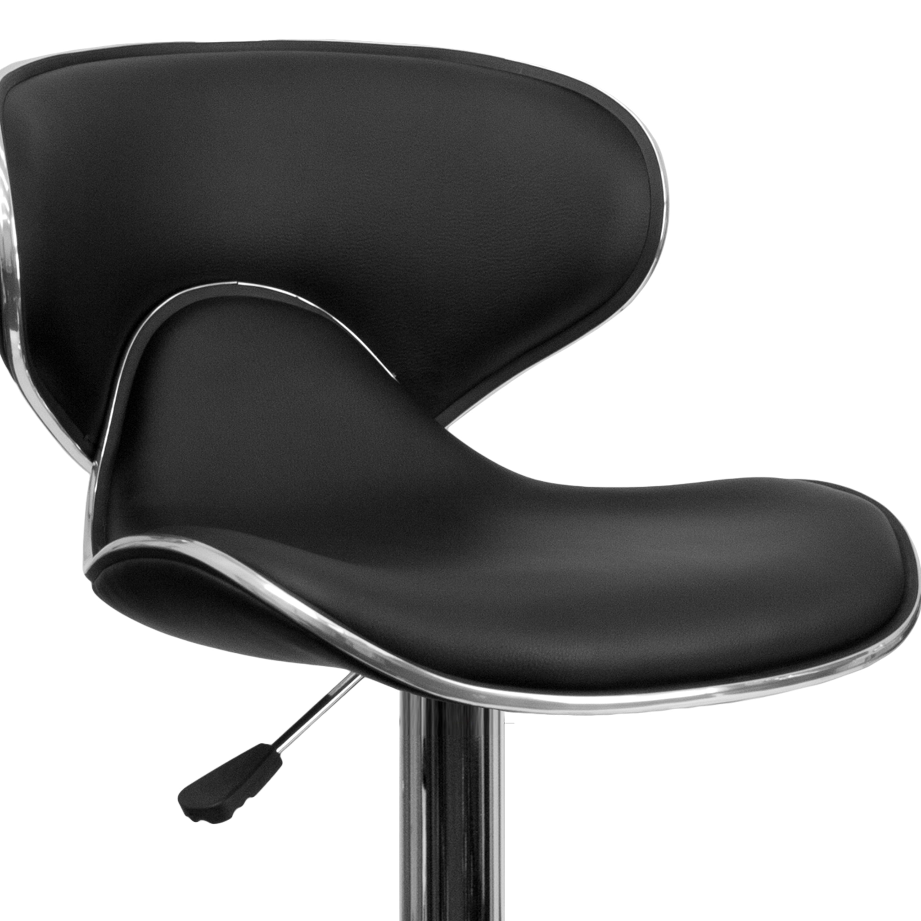 Contemporary Cozy Mid-Back Vinyl Adjustable Height Barstool with Chrome Base