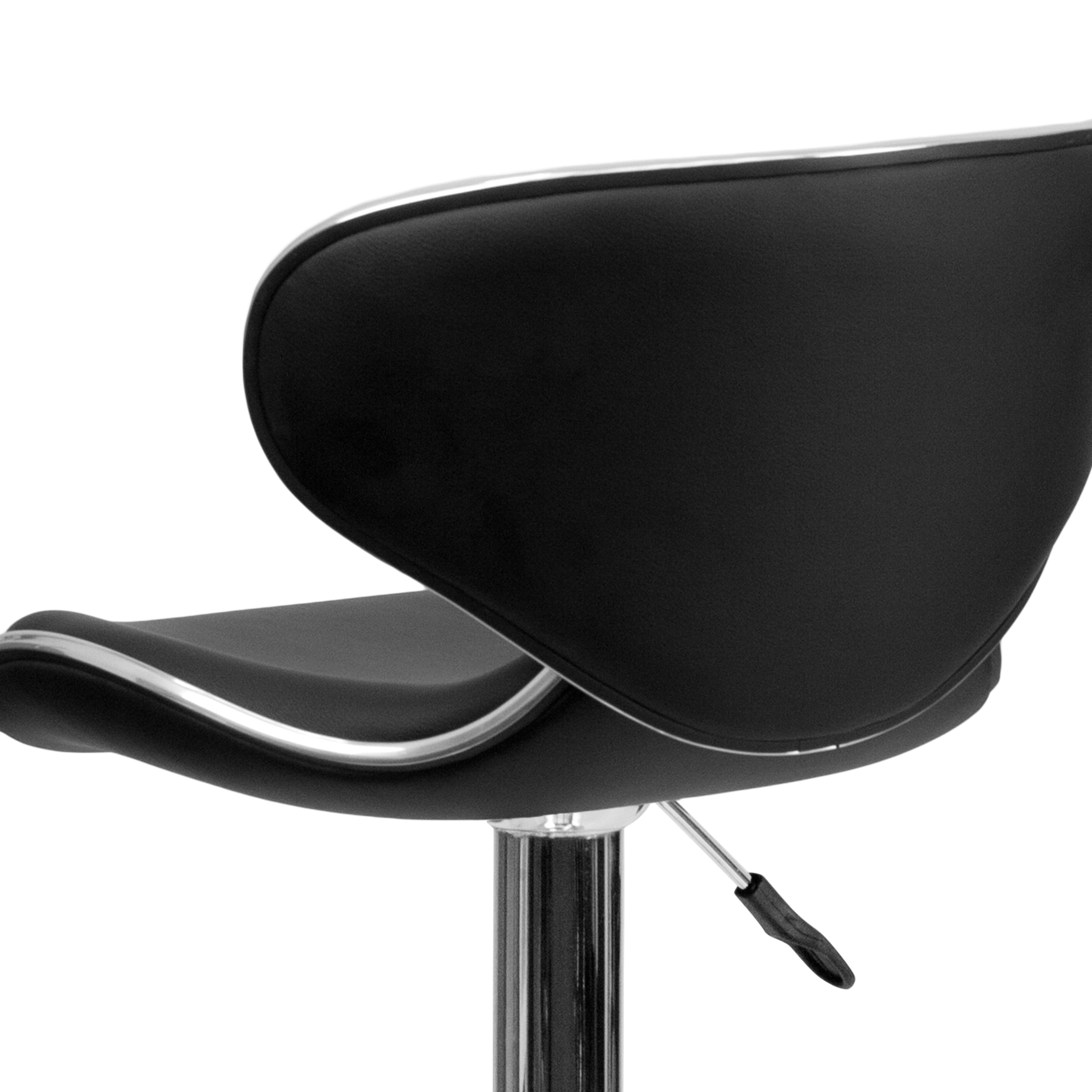 Contemporary Cozy Mid-Back Vinyl Adjustable Height Barstool with Chrome Base