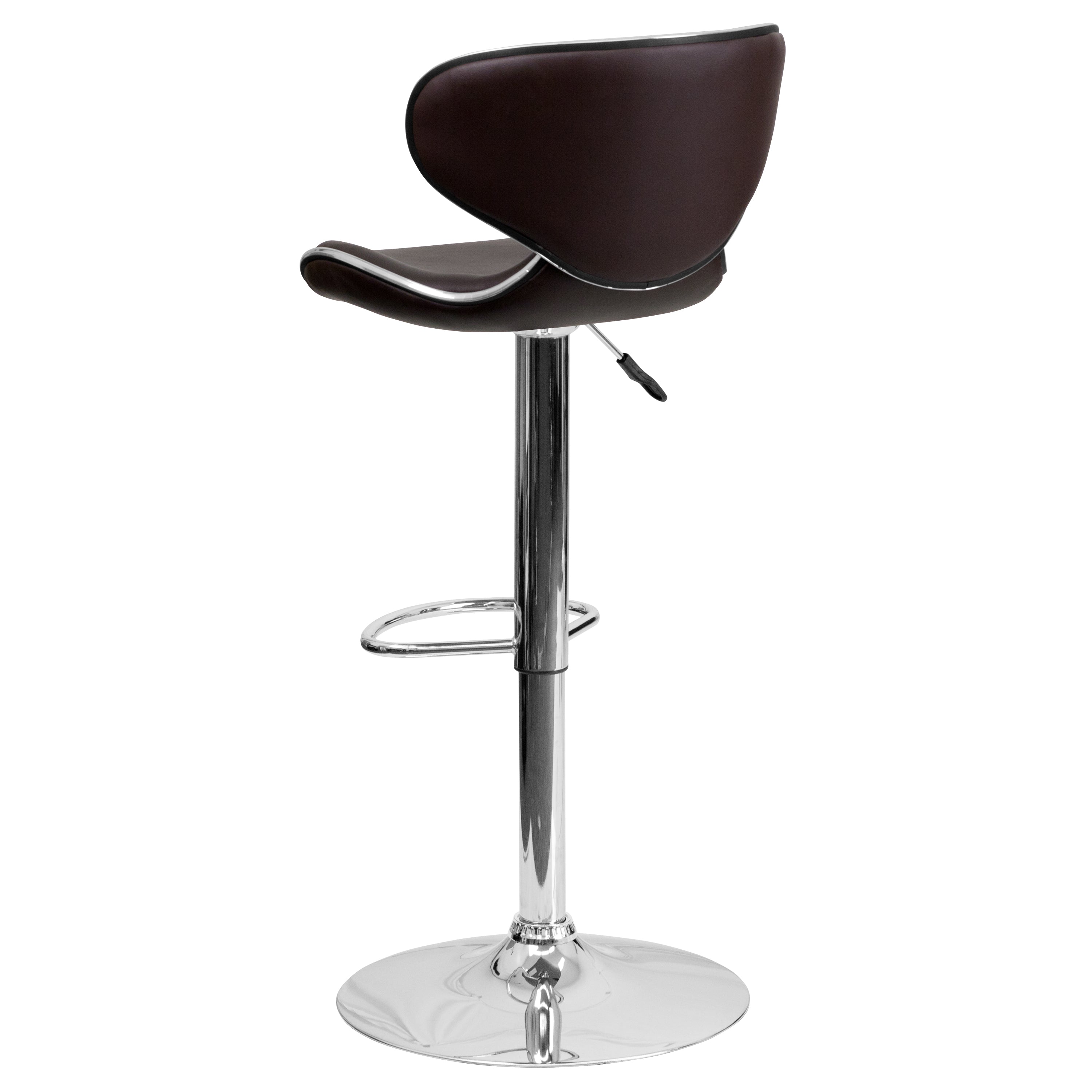 Contemporary Cozy Mid-Back Vinyl Adjustable Height Barstool with Chrome Base