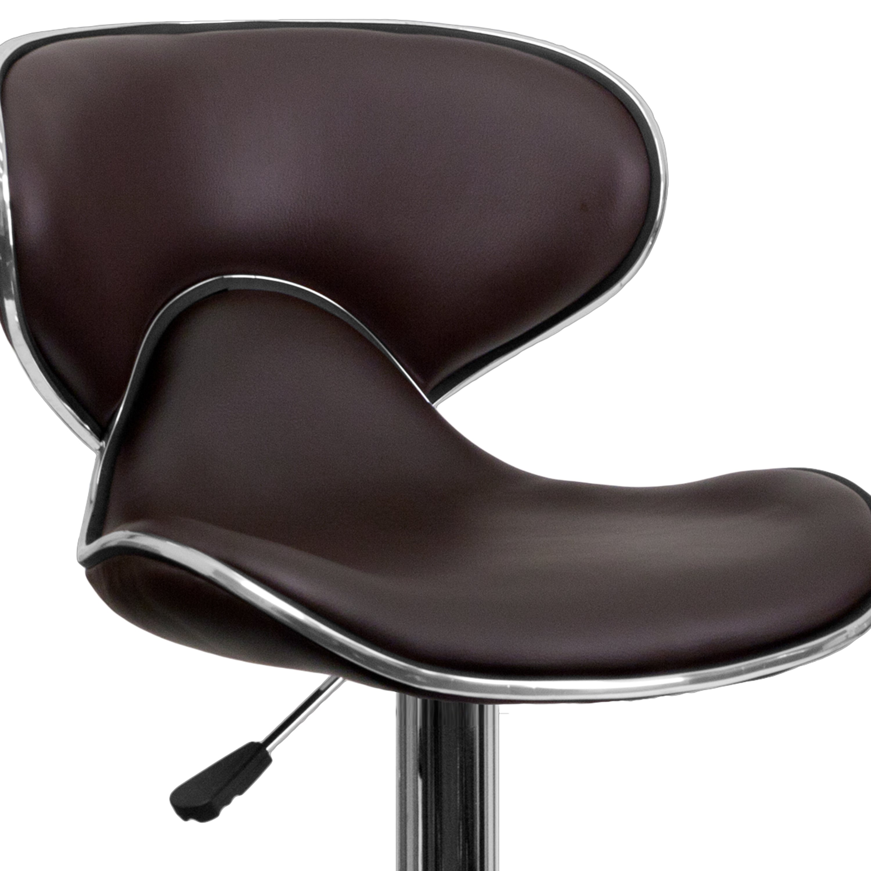 Contemporary Cozy Mid-Back Vinyl Adjustable Height Barstool with Chrome Base