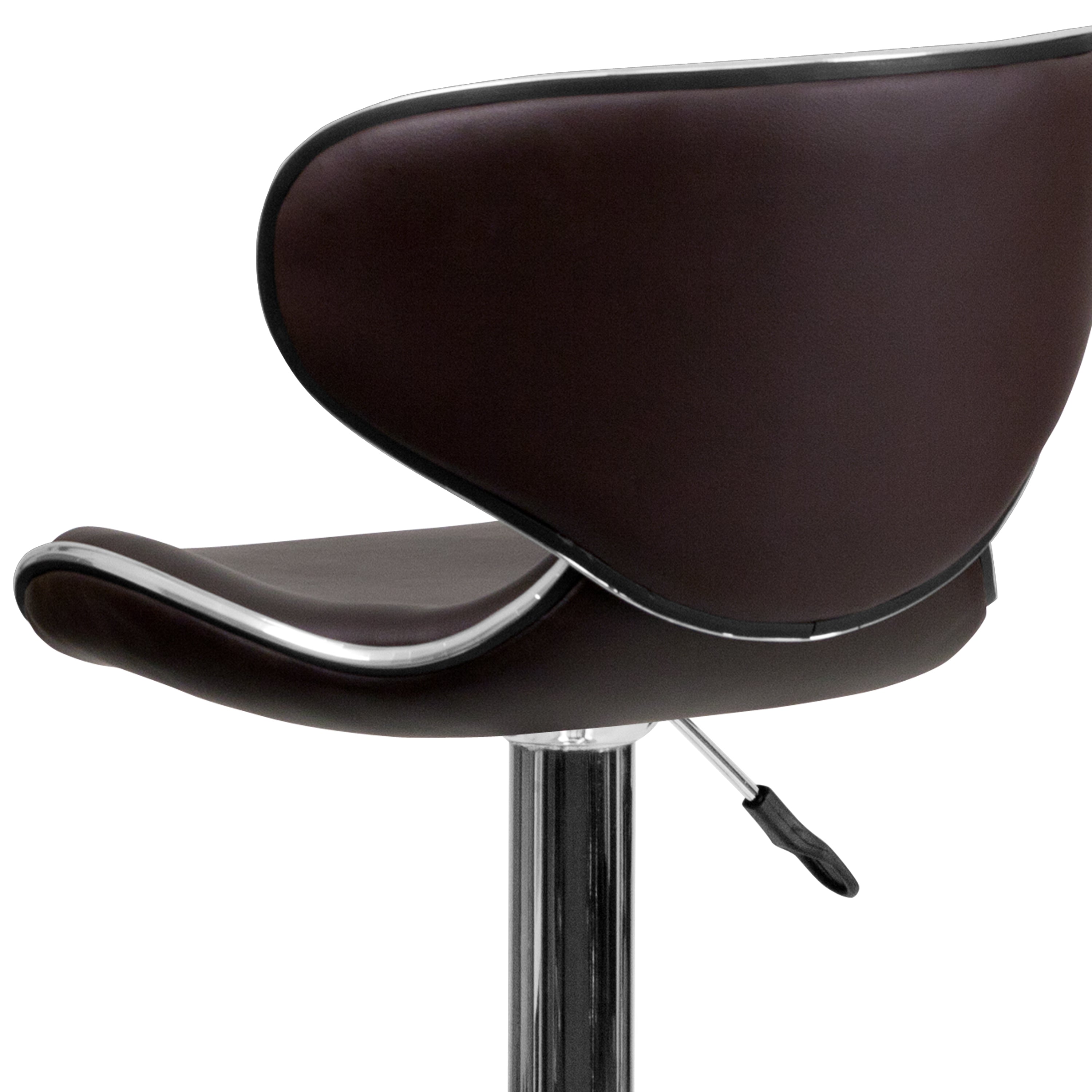 Contemporary Cozy Mid-Back Vinyl Adjustable Height Barstool with Chrome Base