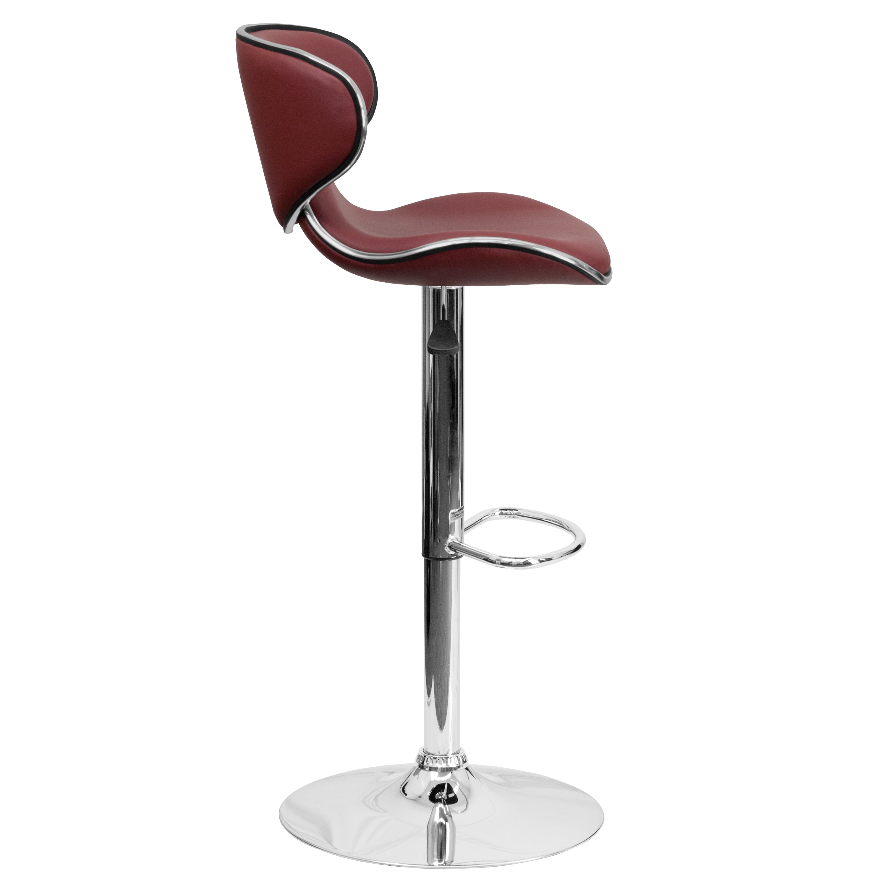 Contemporary Cozy Mid-Back Vinyl Adjustable Height Barstool with Chrome Base