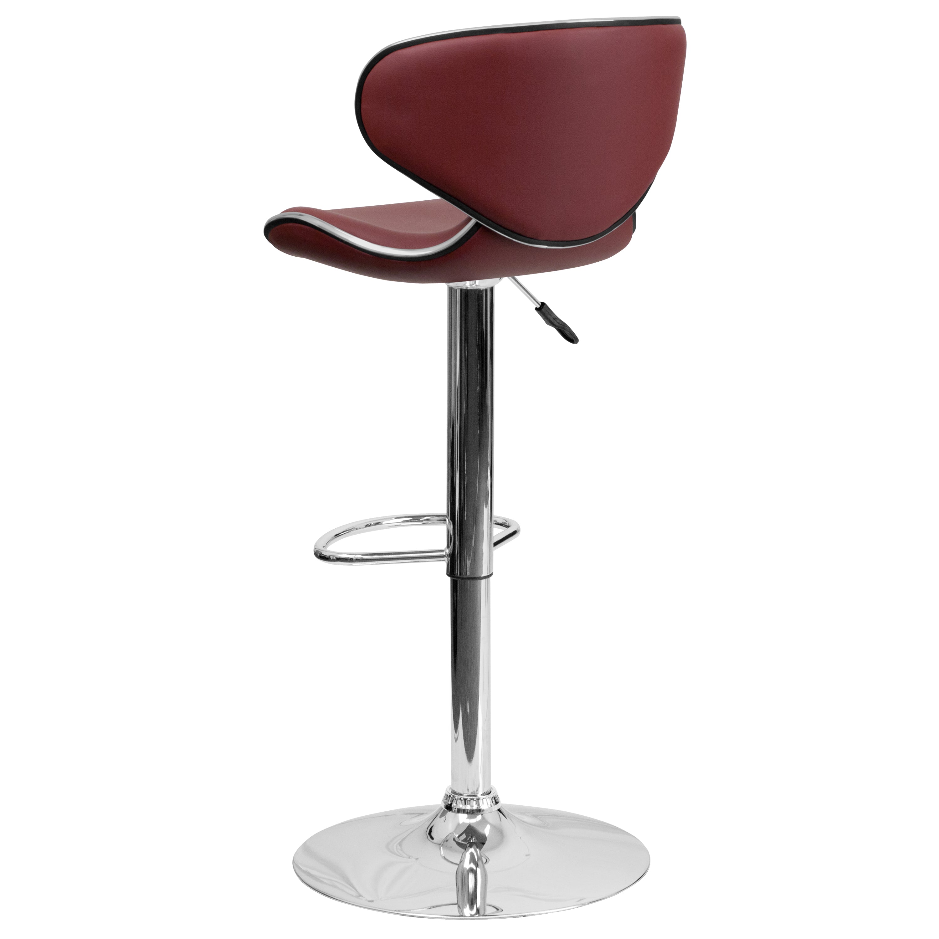 Contemporary Cozy Mid-Back Vinyl Adjustable Height Barstool with Chrome Base