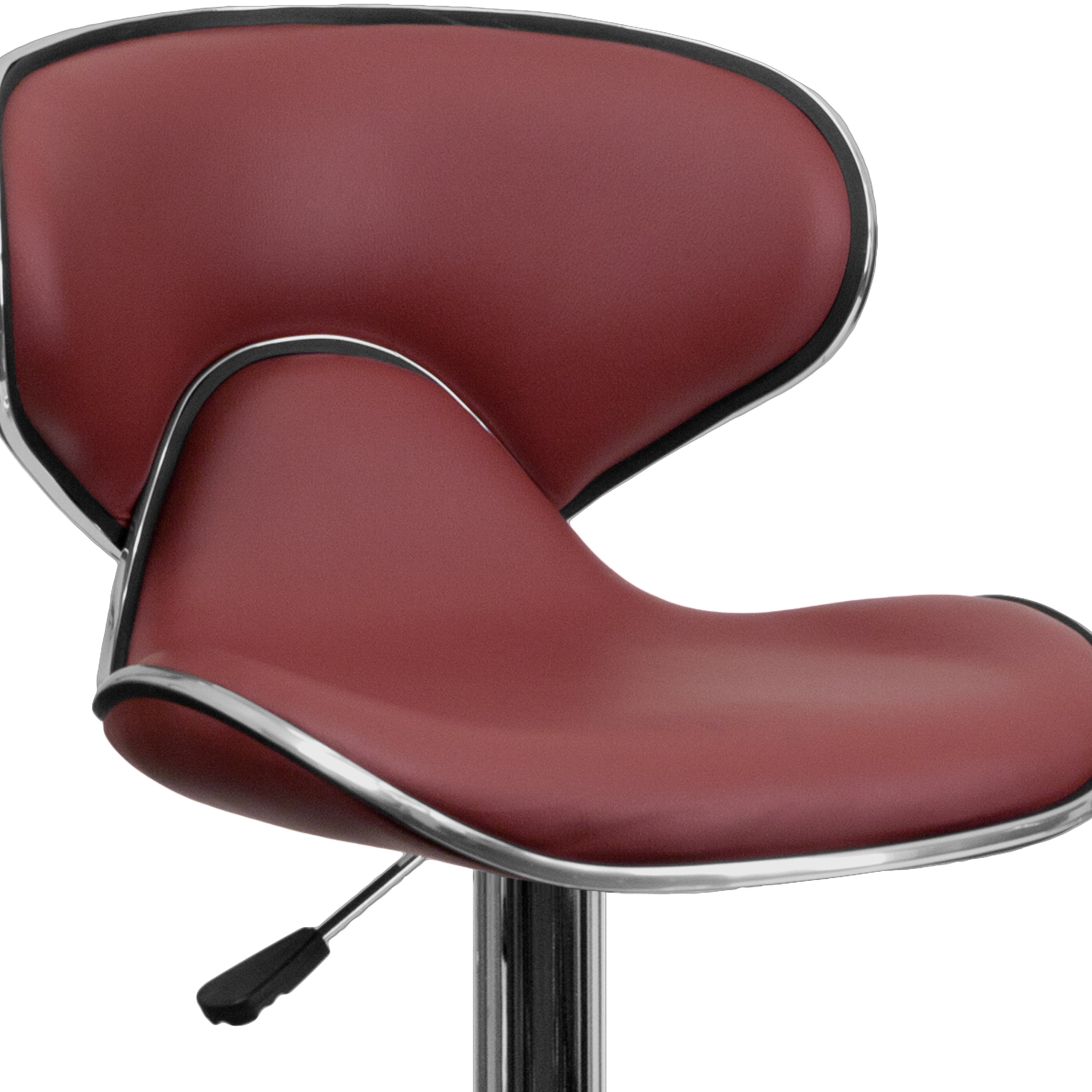 Contemporary Cozy Mid-Back Vinyl Adjustable Height Barstool with Chrome Base