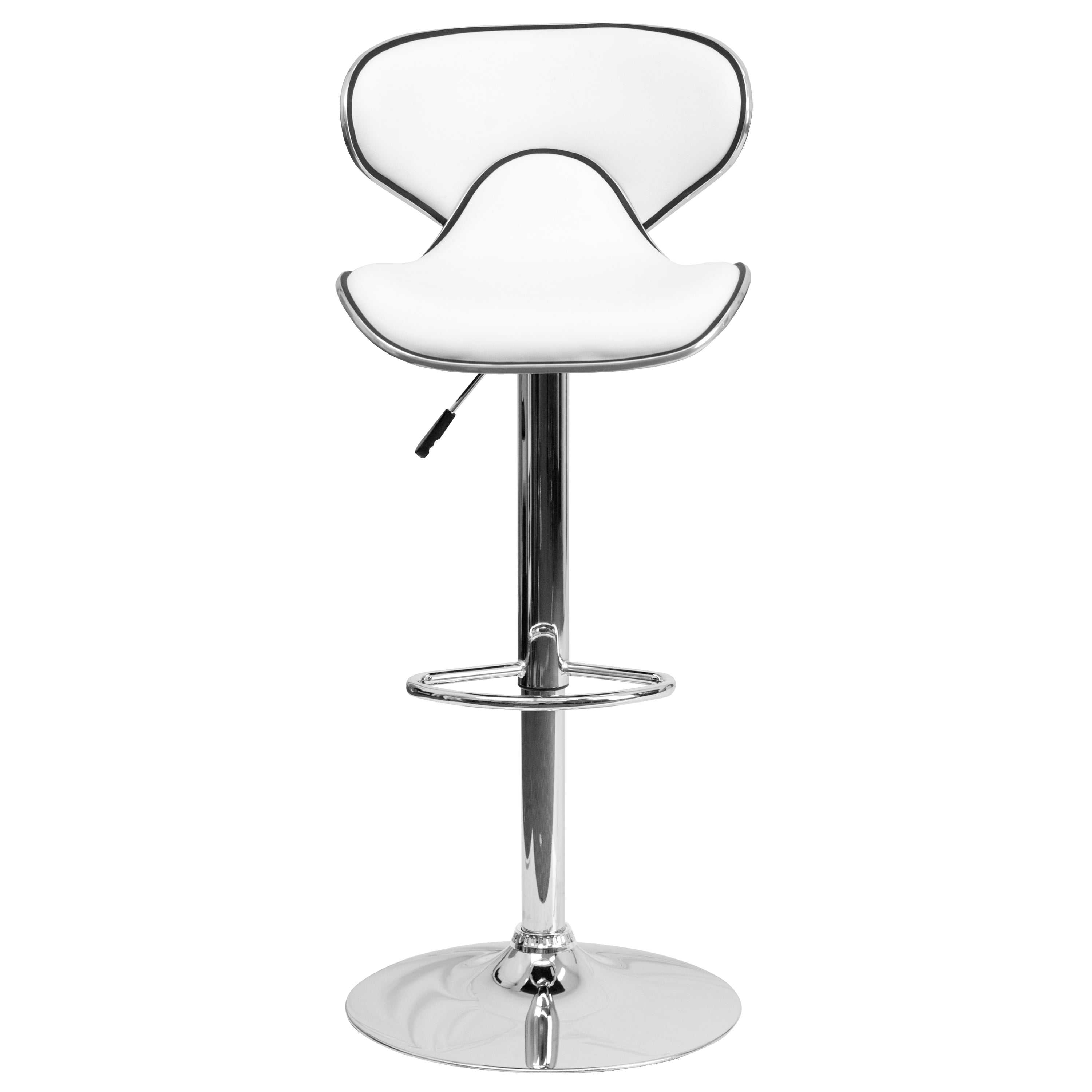Contemporary Cozy Mid-Back Vinyl Adjustable Height Barstool with Chrome Base