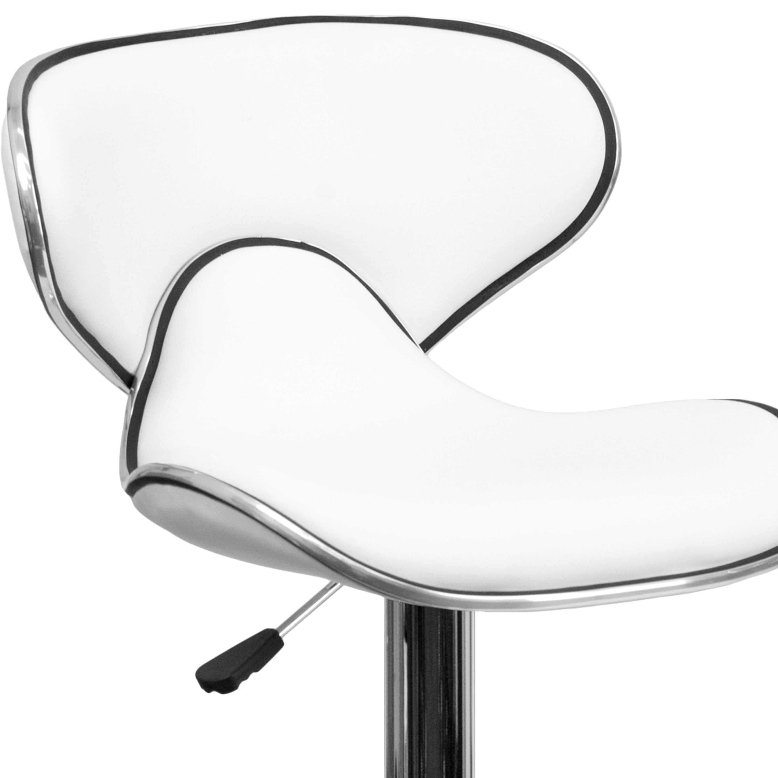 Contemporary Cozy Mid-Back Vinyl Adjustable Height Barstool with Chrome Base