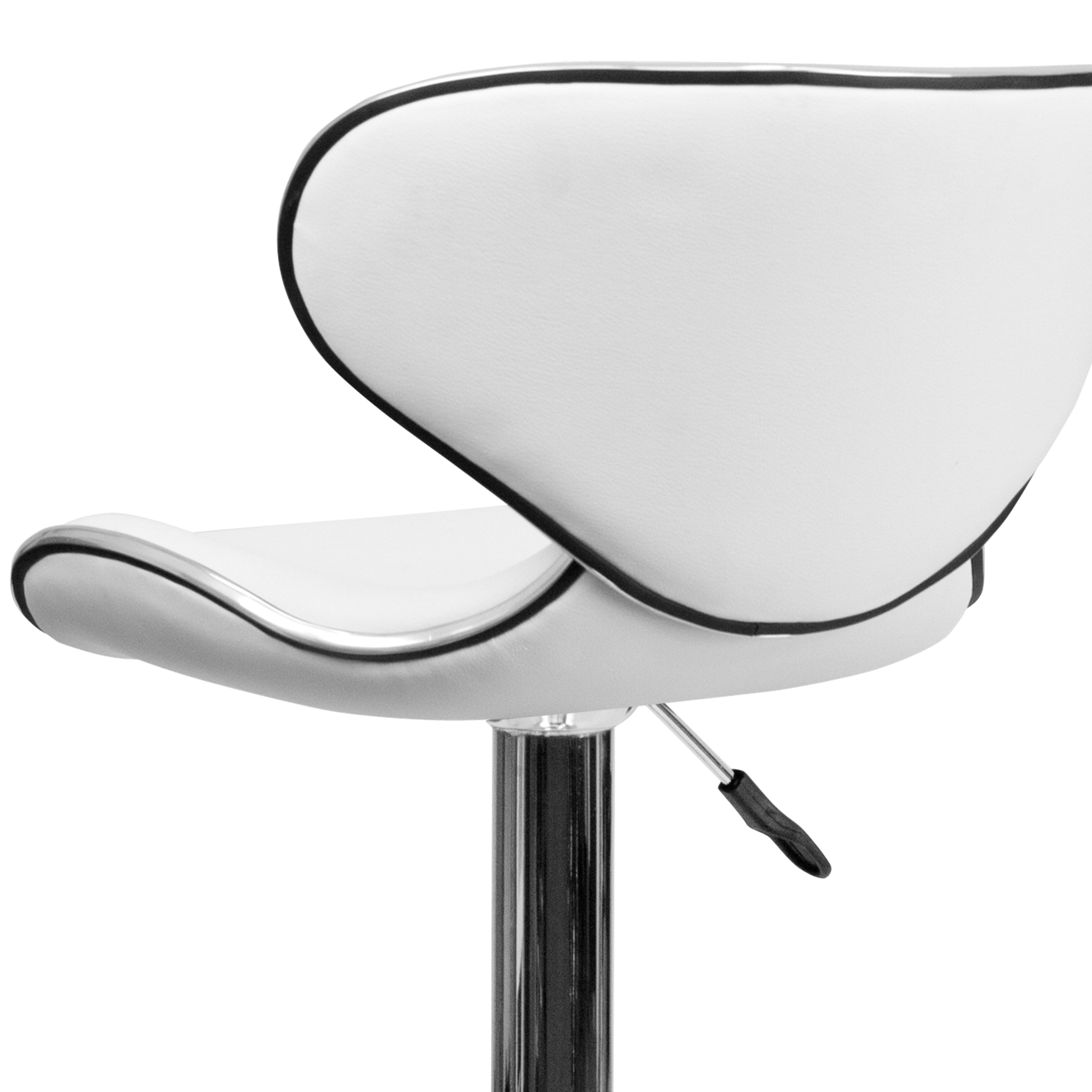 Contemporary Cozy Mid-Back Vinyl Adjustable Height Barstool with Chrome Base
