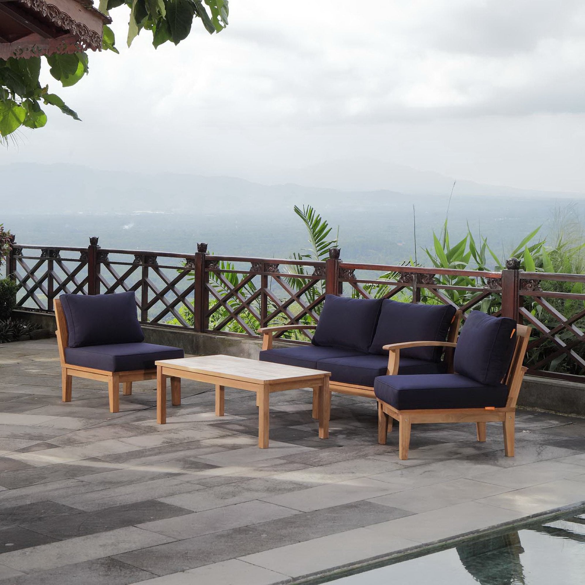 Marina 5 Piece Outdoor Patio Teak Set