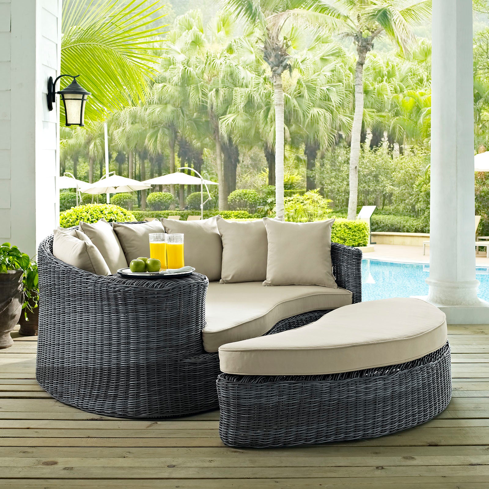 Summon Outdoor Patio Sunbrella® Daybed-Outdoor Daybed-Modway-Wall2Wall Furnishings
