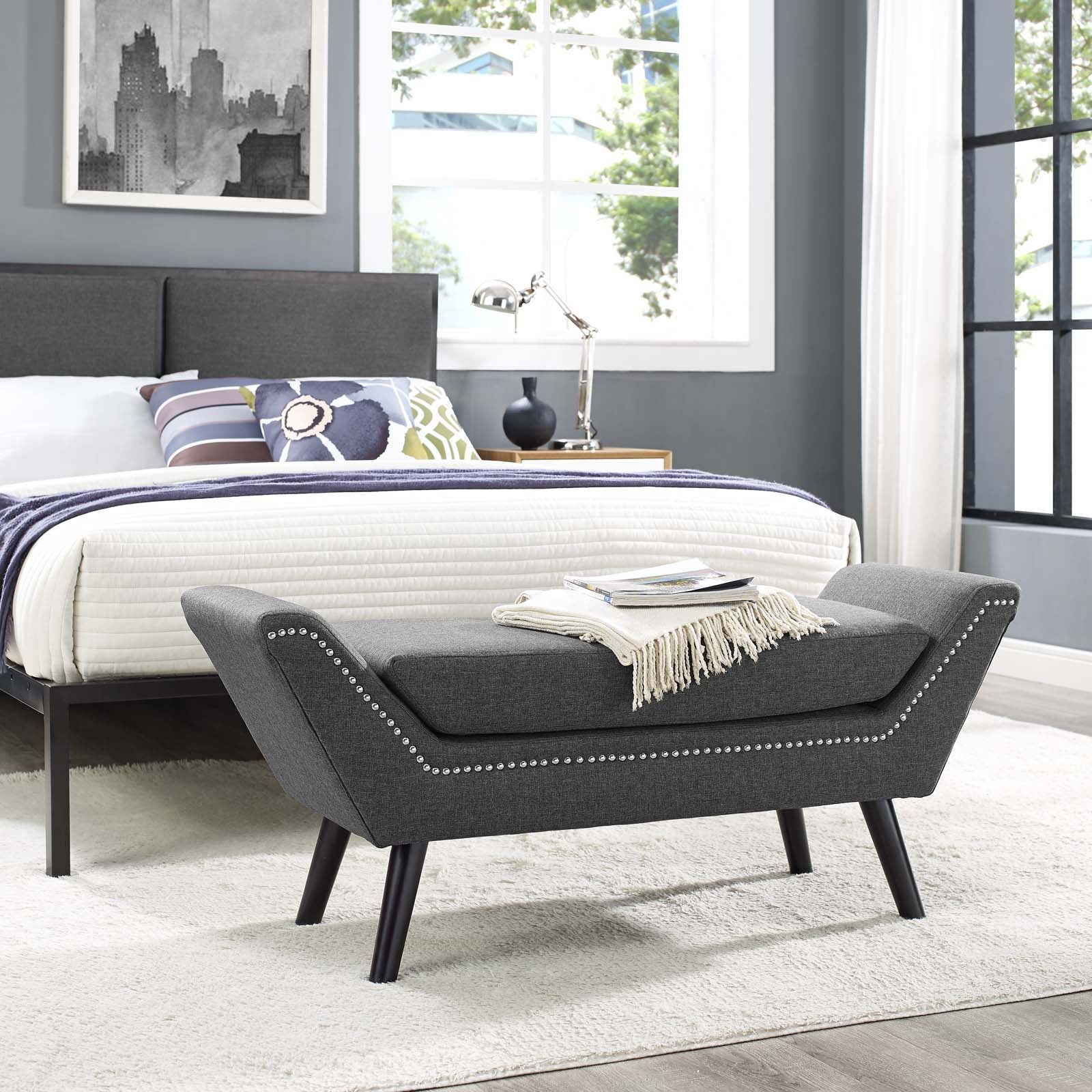 Gambol Upholstered Fabric Bench-Bench-Modway-Wall2Wall Furnishings