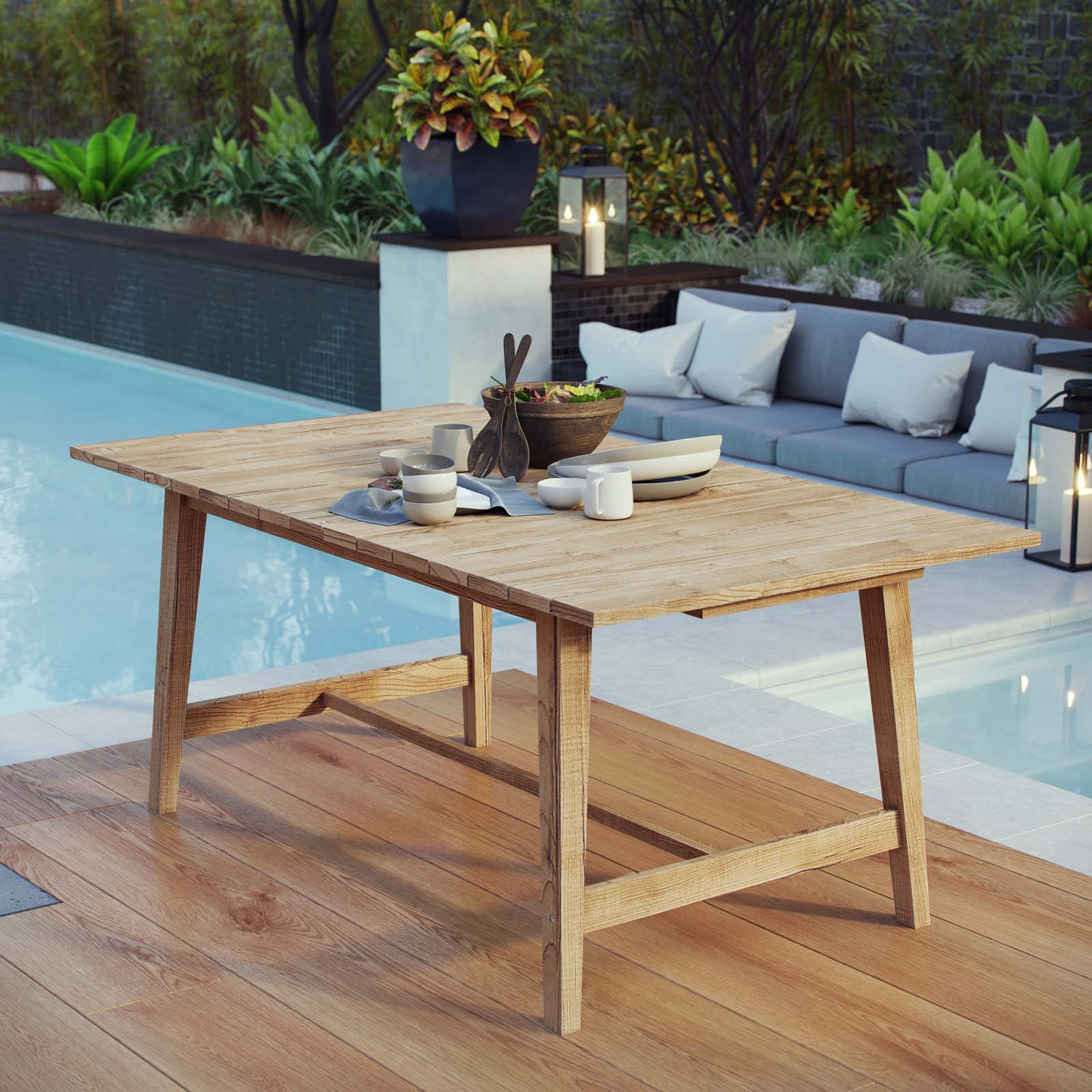 Dorset Outdoor Patio Teak Dining Table-Outdoor Dining Table-Modway-Wall2Wall Furnishings
