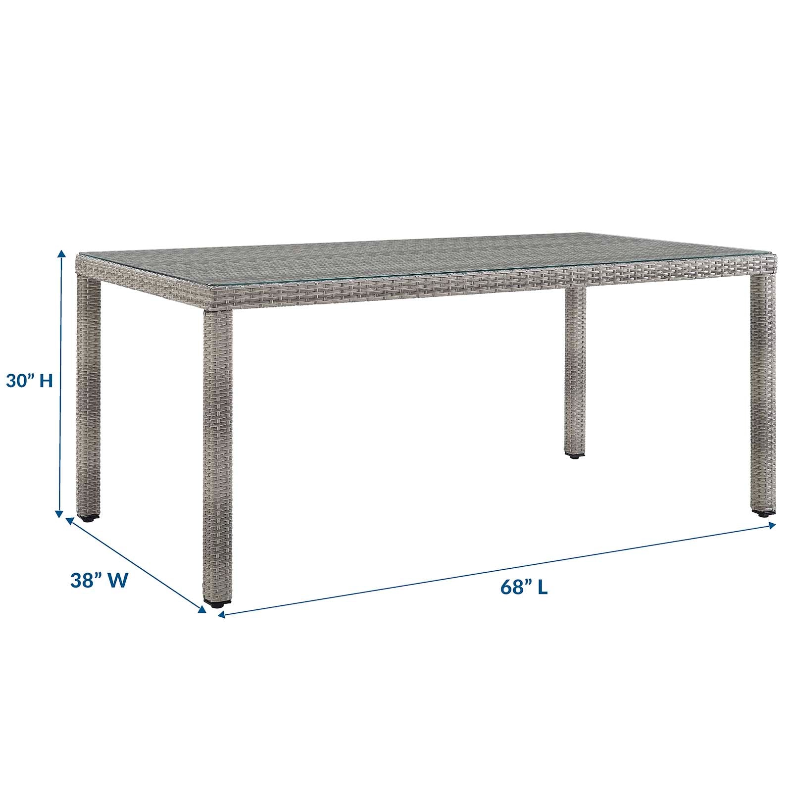 Aura 68" Outdoor Patio Wicker Rattan Dining Table-Outdoor Dining Table-Modway-Wall2Wall Furnishings