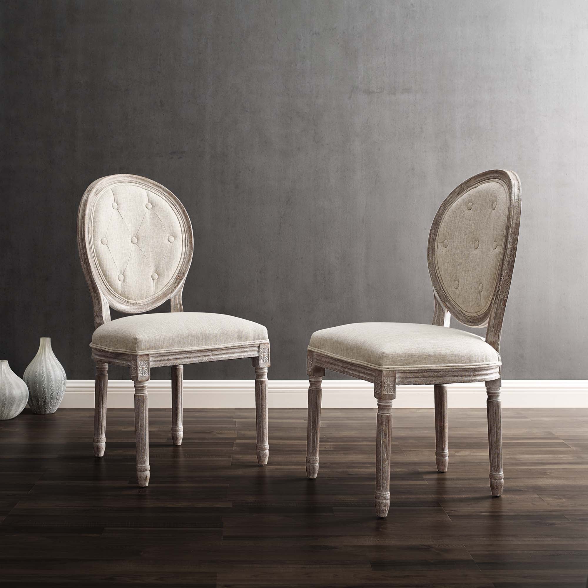 Arise Vintage French Upholstered Fabric Dining Side Chair Set of 2