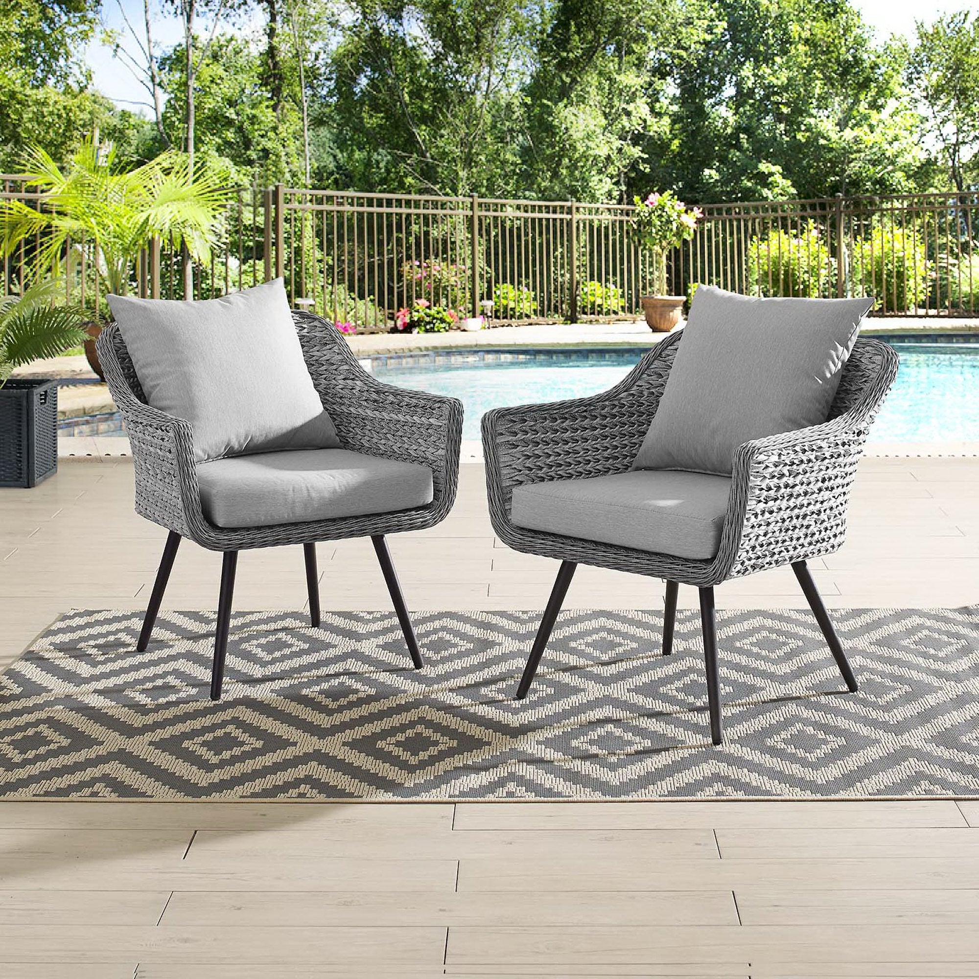 Endeavor Outdoor Patio Wicker Rattan Armchair Set of 2