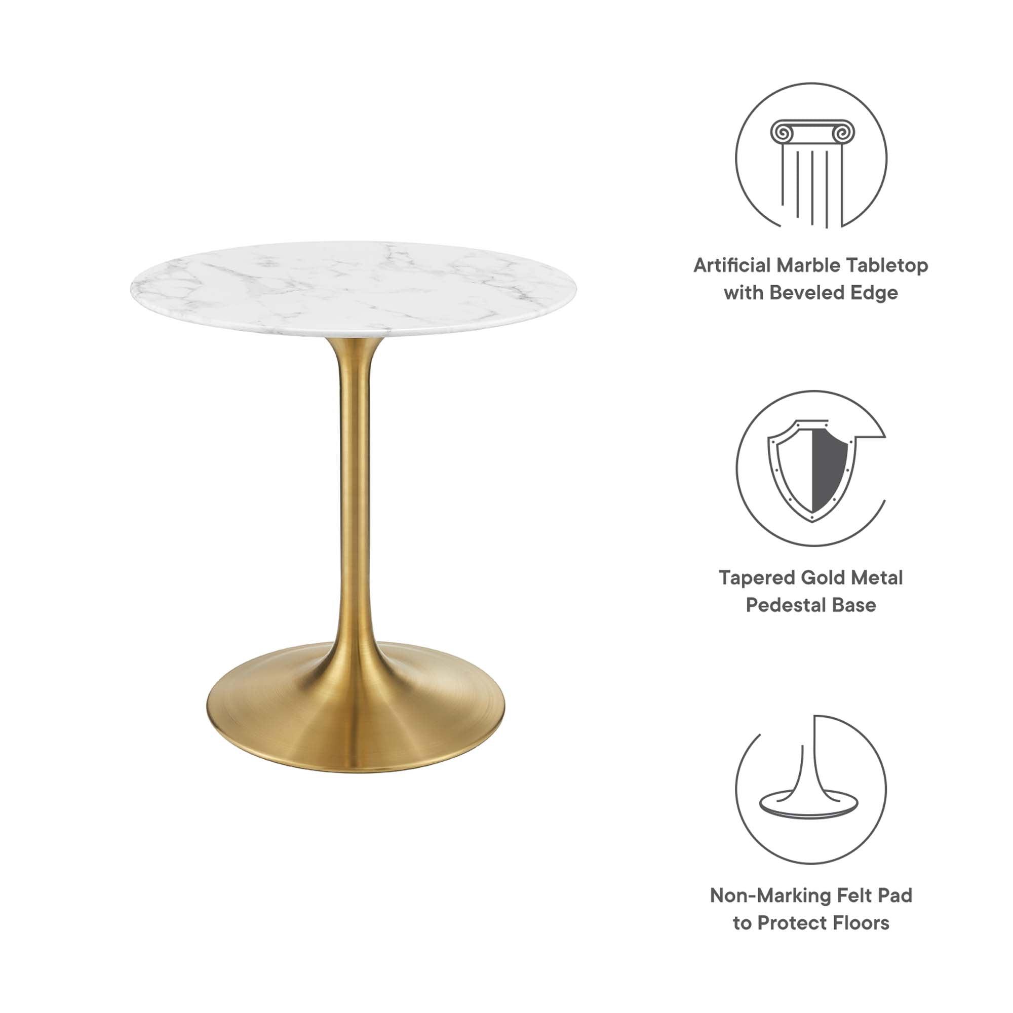 Lippa 28" Round Faux Marble Dining Table