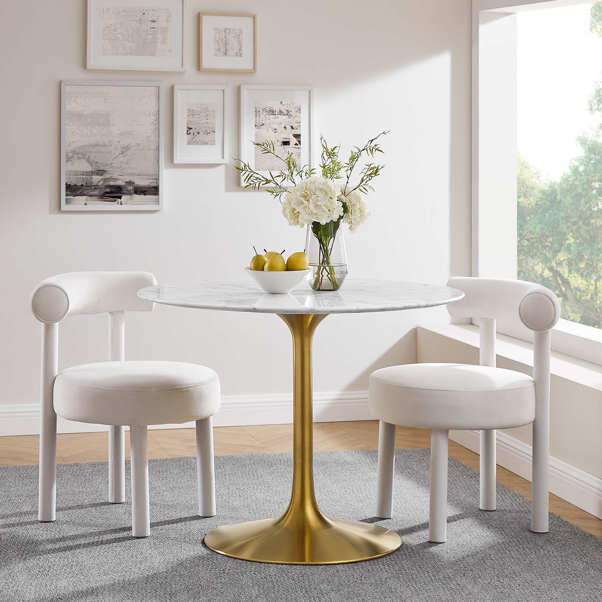 Lippa 40" Round Faux Marble Dining Table