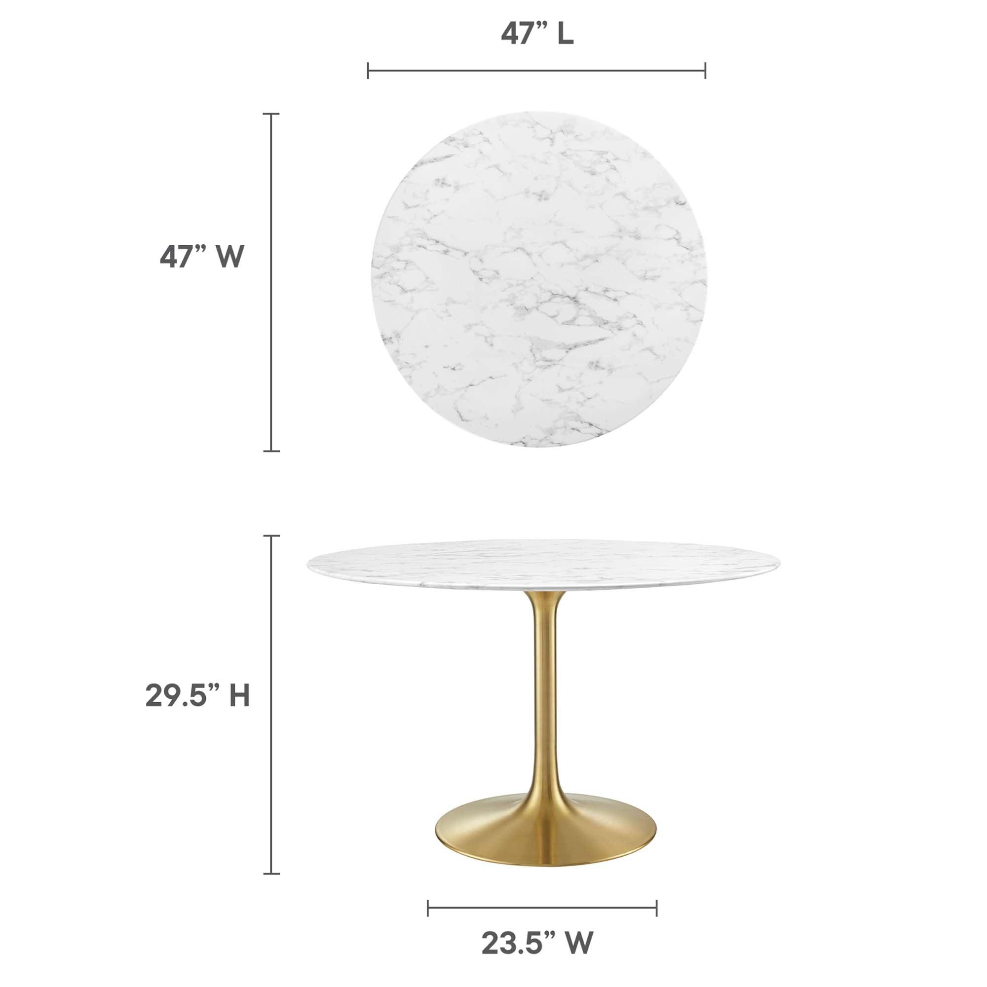Lippa 48" Round Faux Marble Dining Table