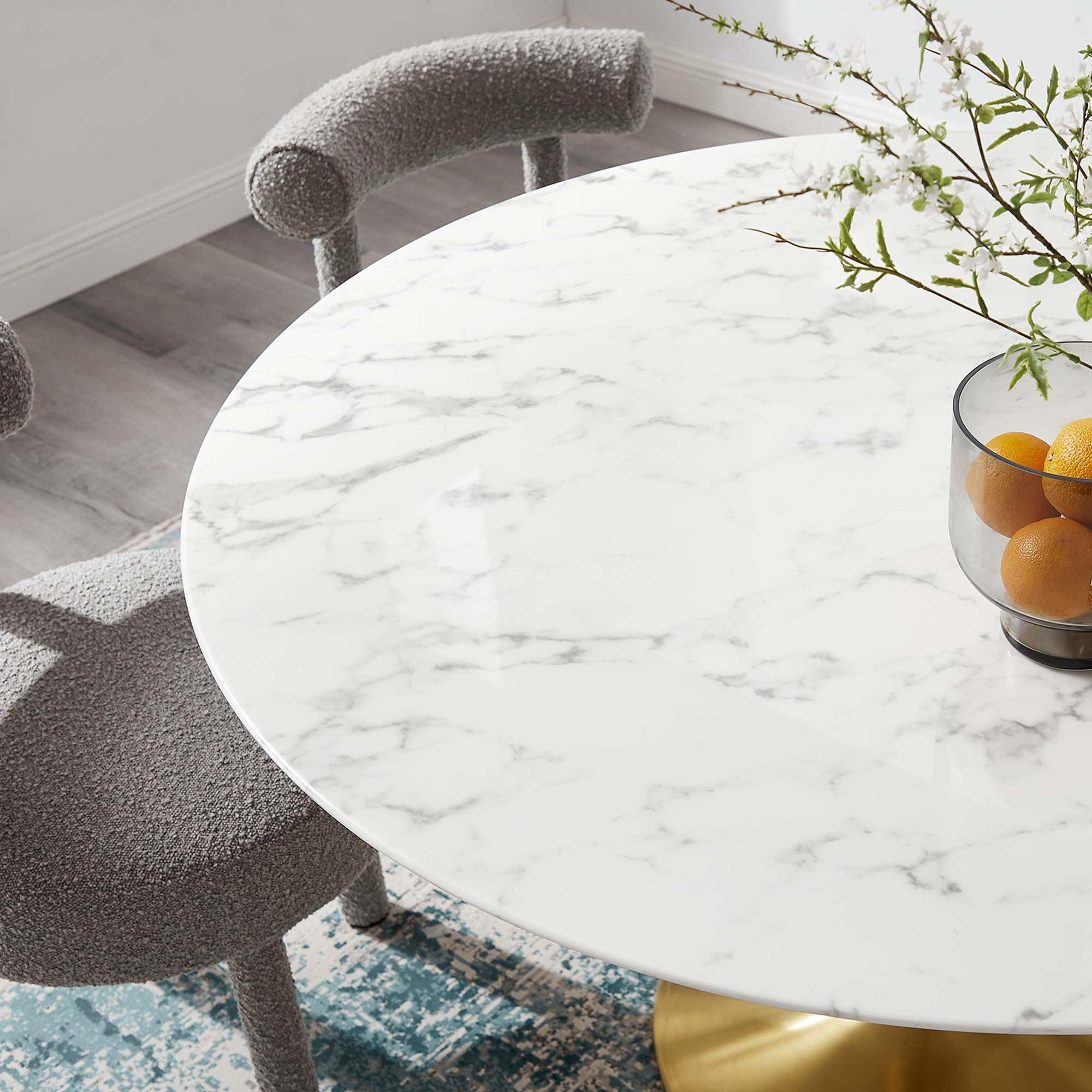Lippa 54" Round Faux Marble Dining Table