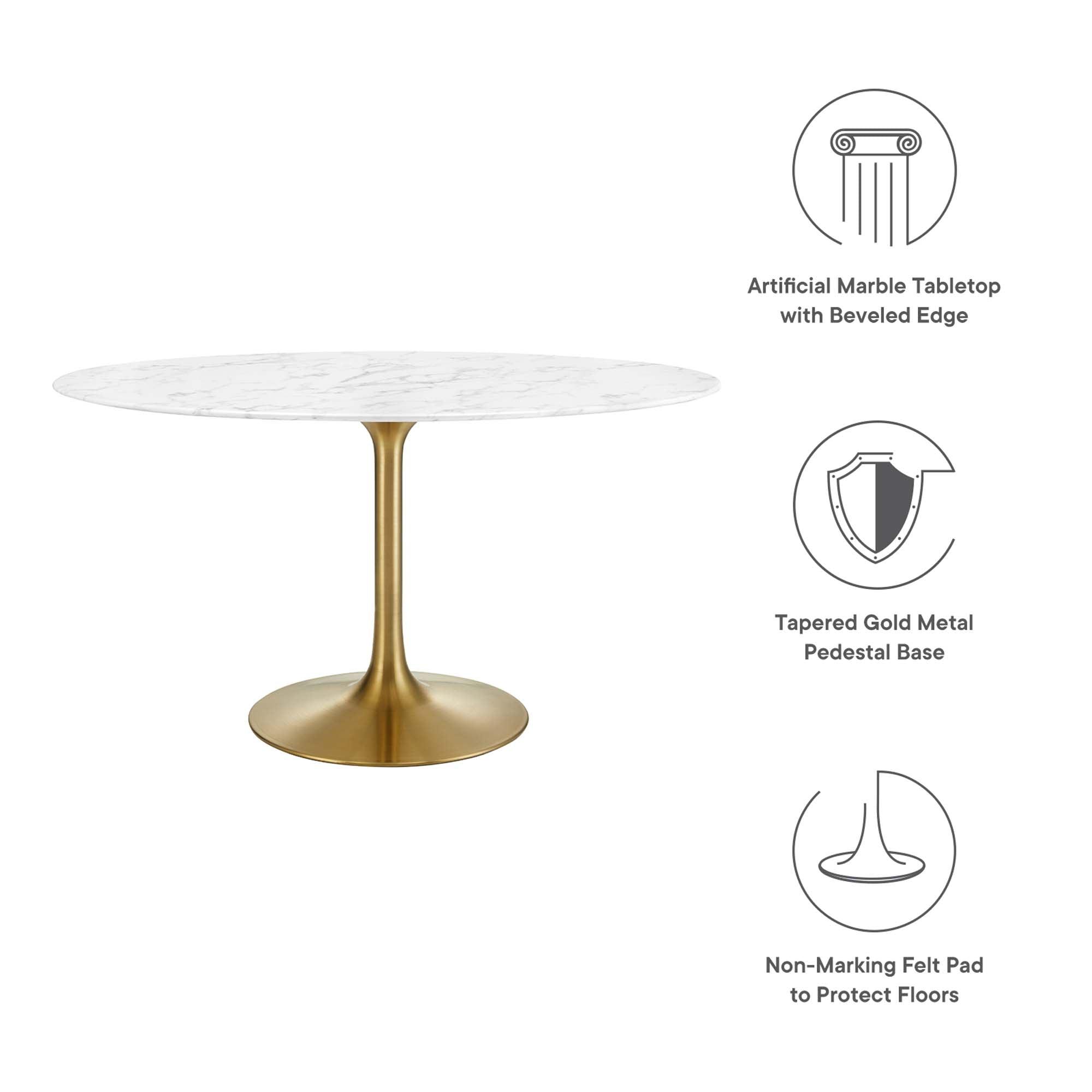 Lippa 54" Oval Faux Marble Dining Table