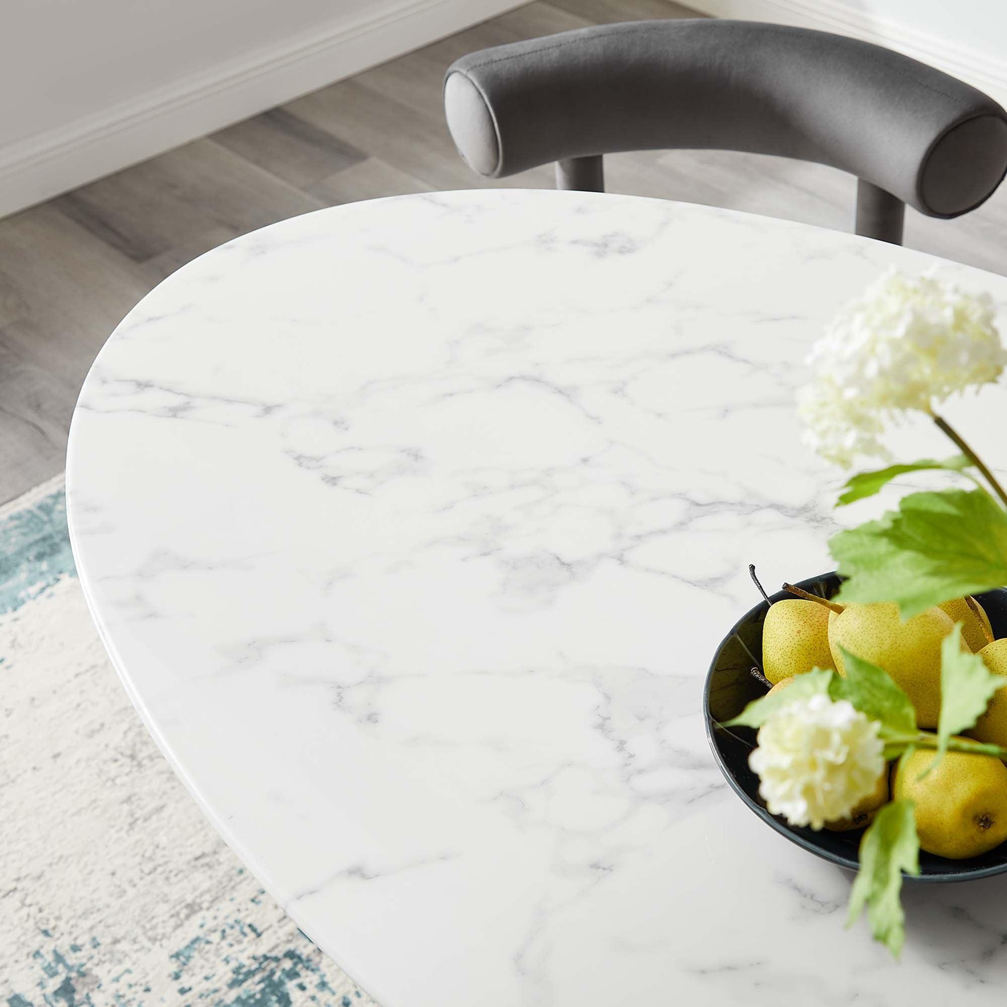 Lippa 54" Oval Faux Marble Dining Table