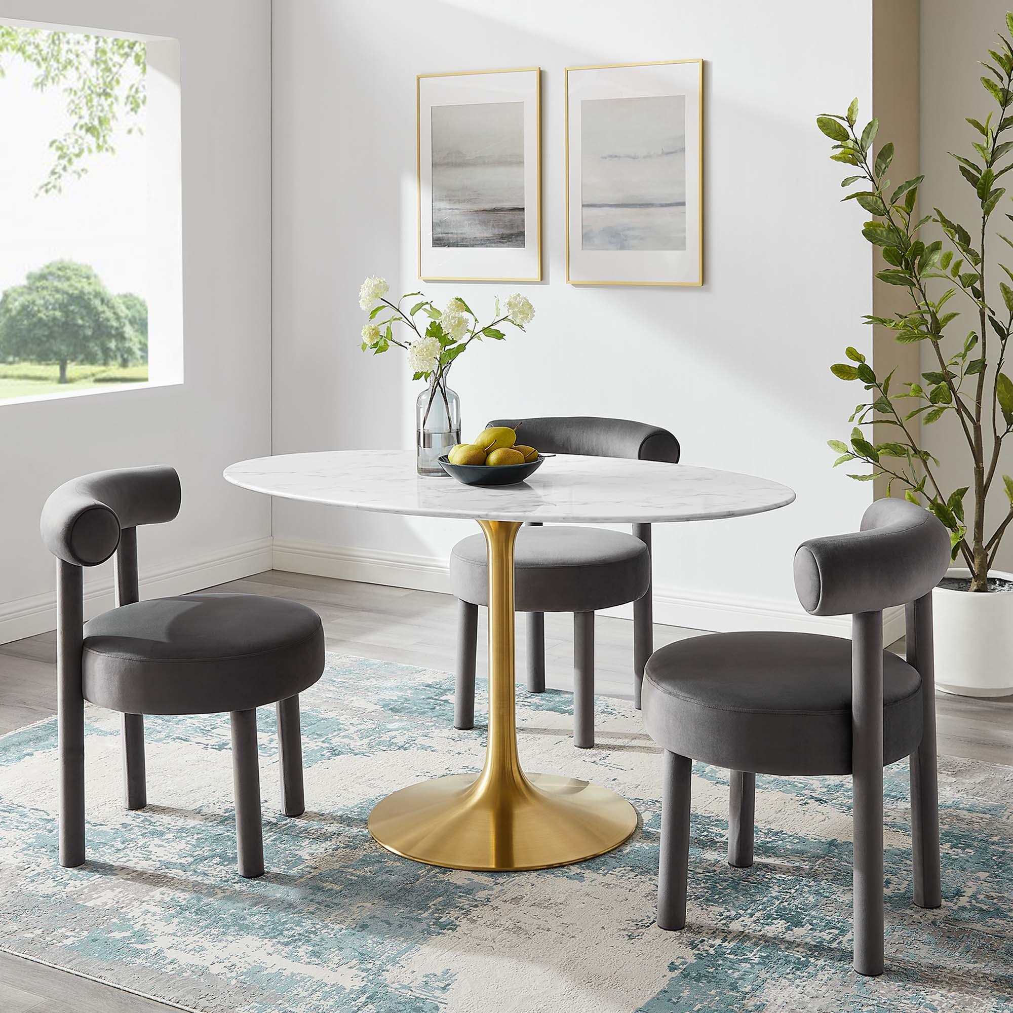 Lippa 54" Oval Faux Marble Dining Table