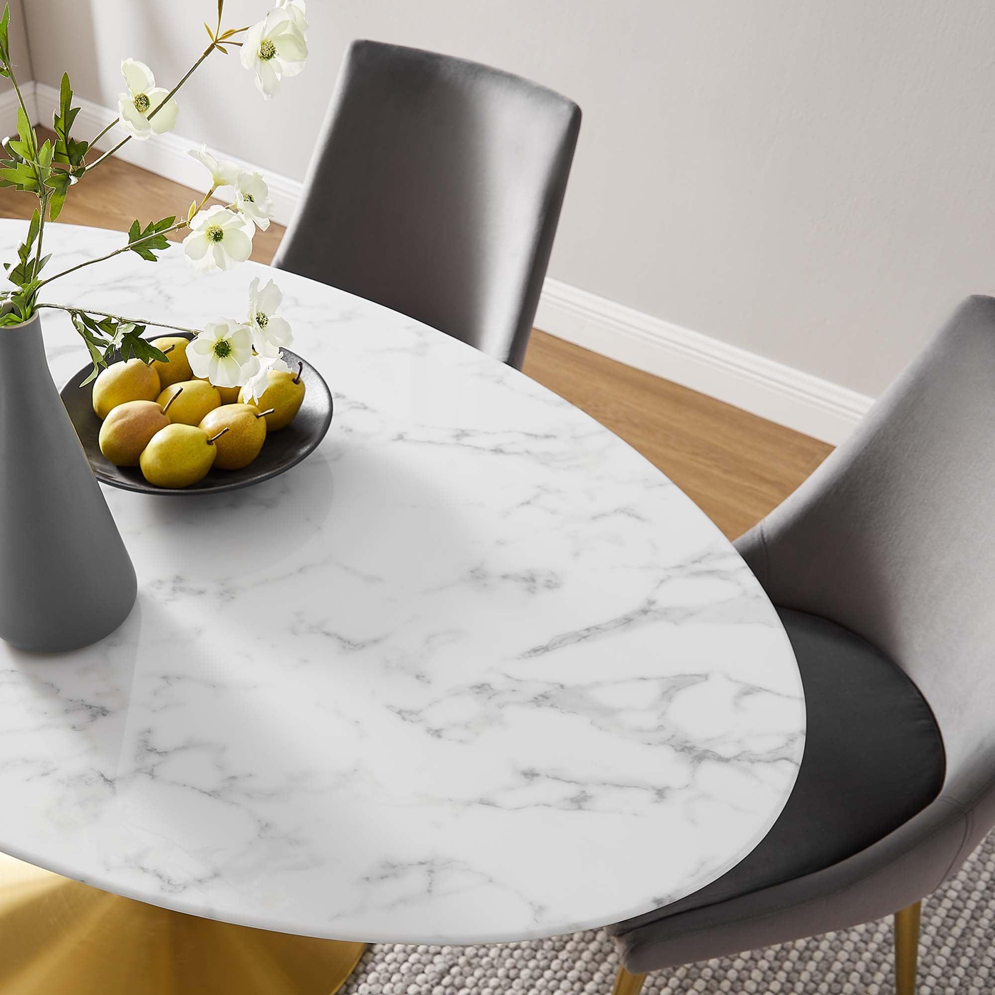 Lippa 60" Oval Faux Marble Dining Table