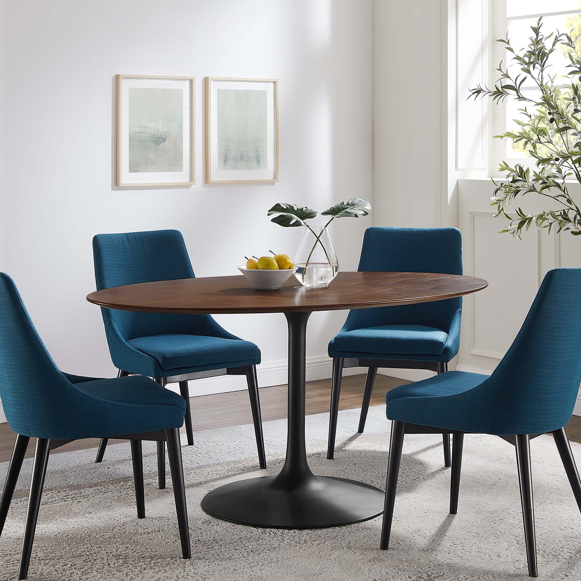 Lippa 60" Oval Walnut Wood Dining Table
