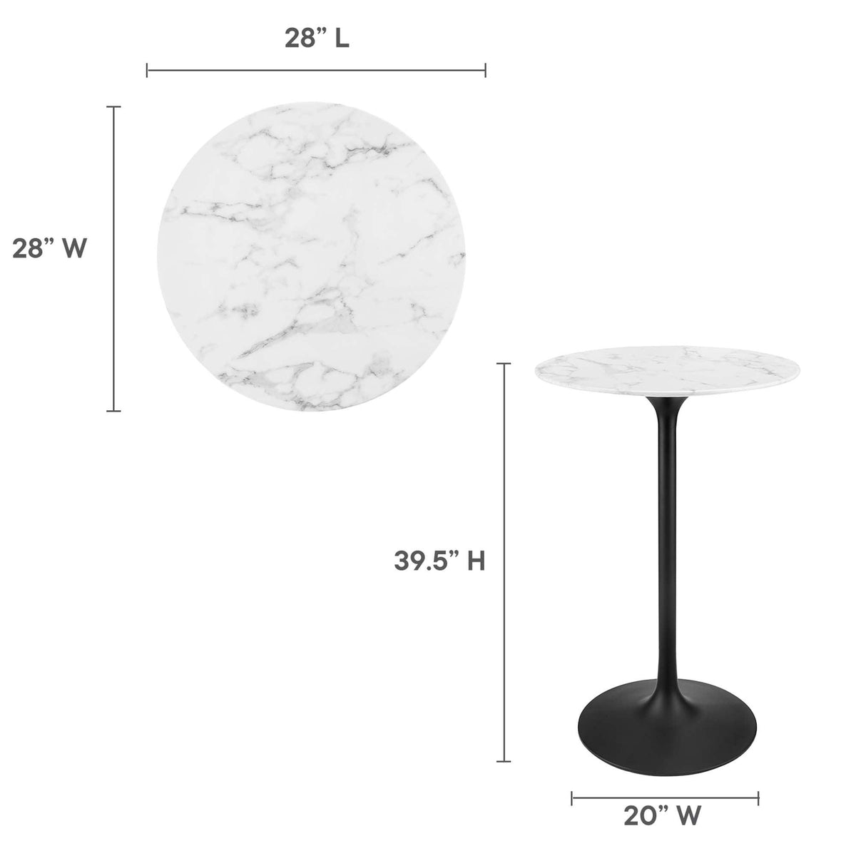 Lippa 28" Round Faux Marble Bar Table