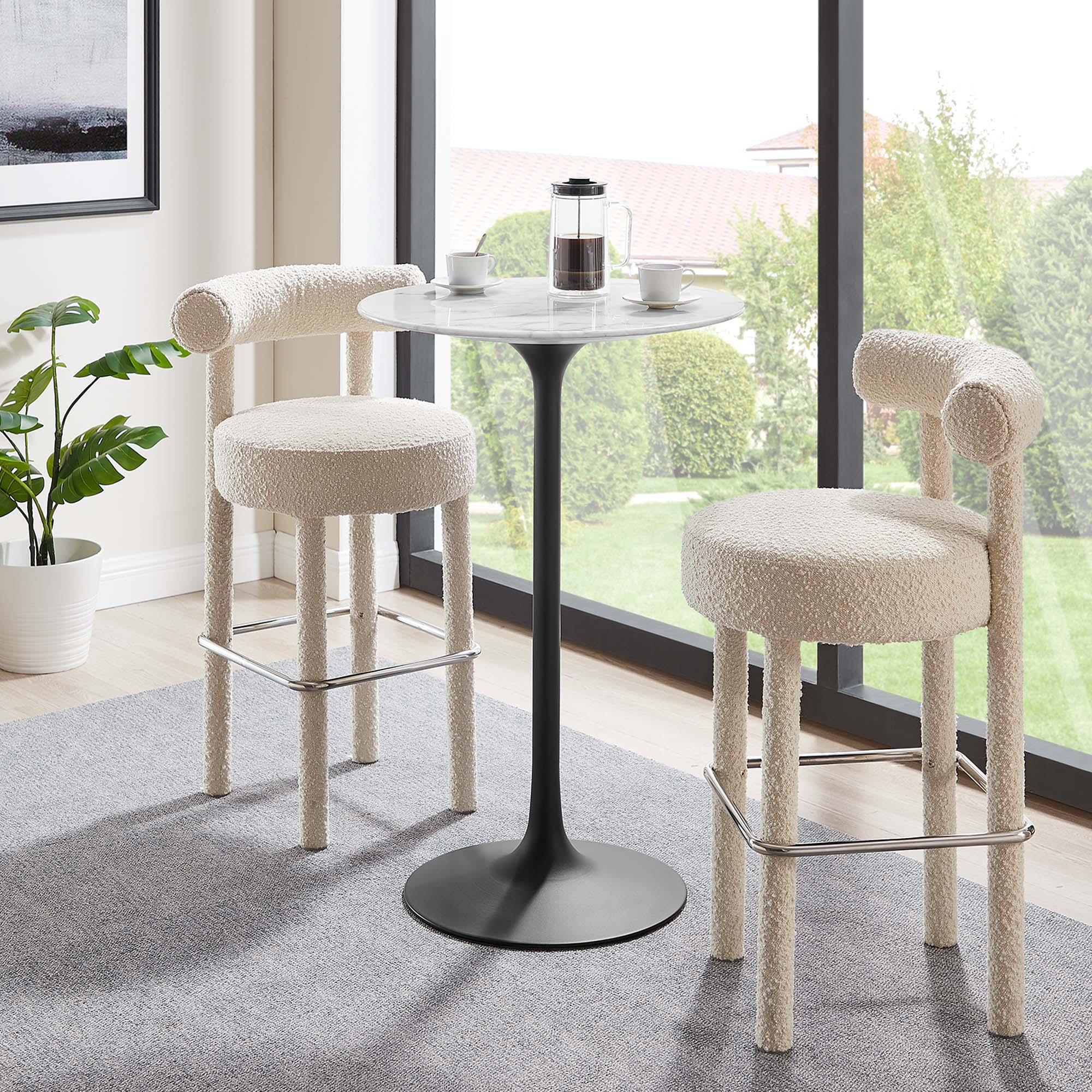 Lippa 28" Round Faux Marble Bar Table