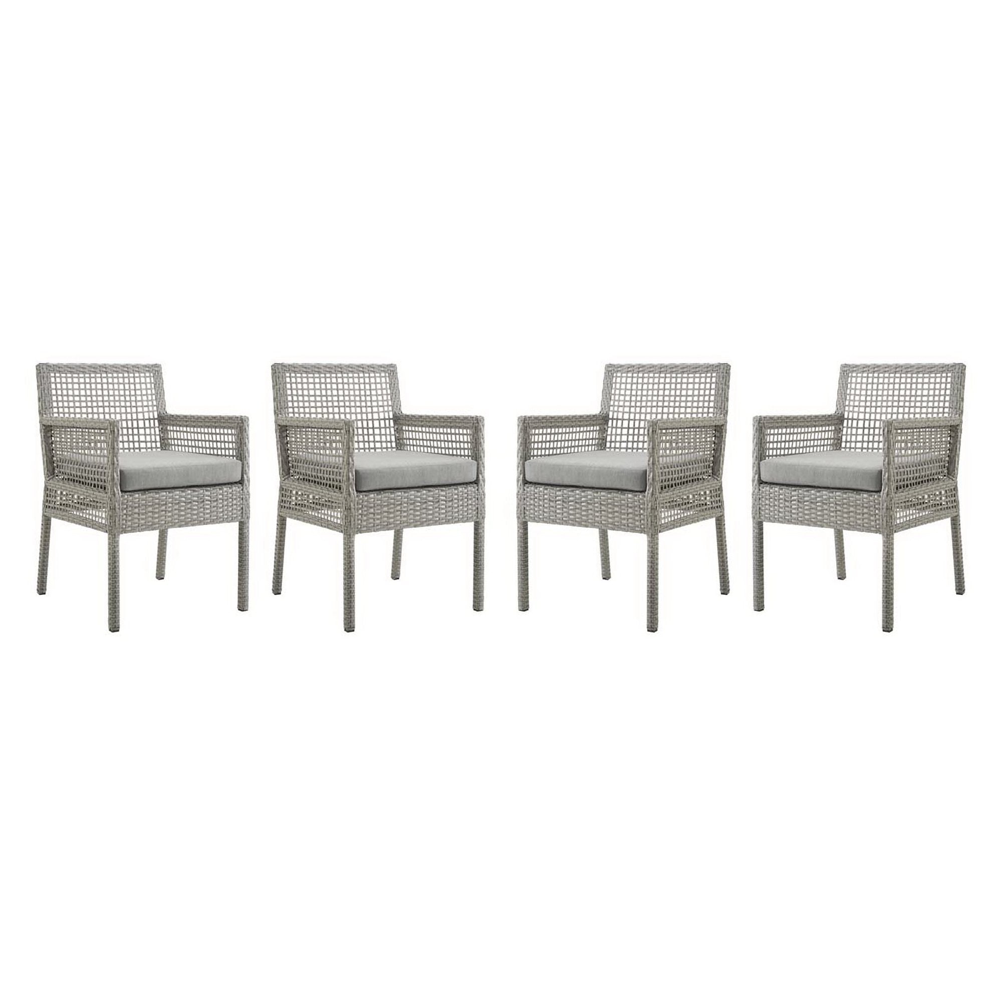 Aura Outdoor Patio Wicker Rattan Dining Armchair Set of 4