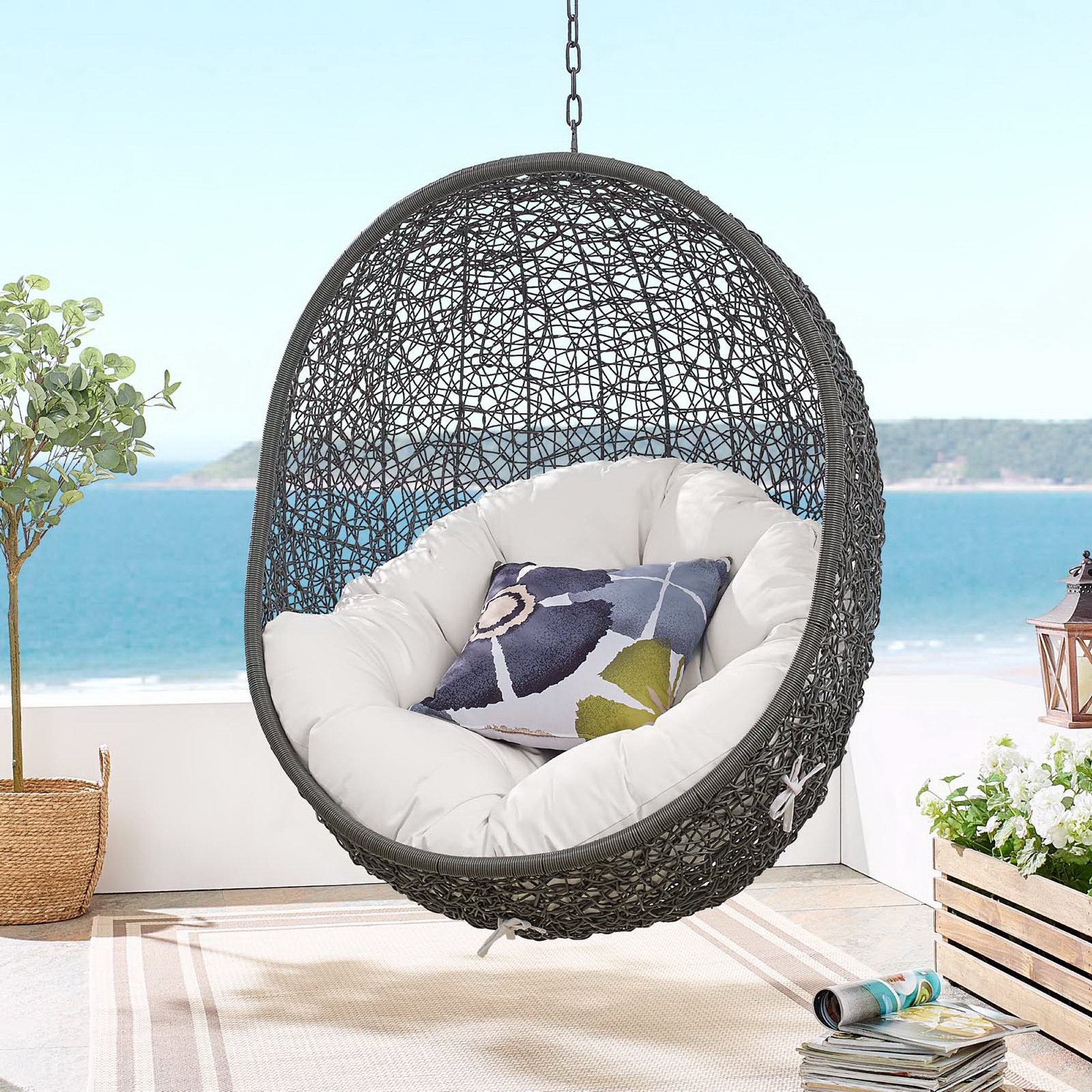 Hide Sunbrella® Fabric Swing Outdoor Patio Lounge Chair Without Stand
