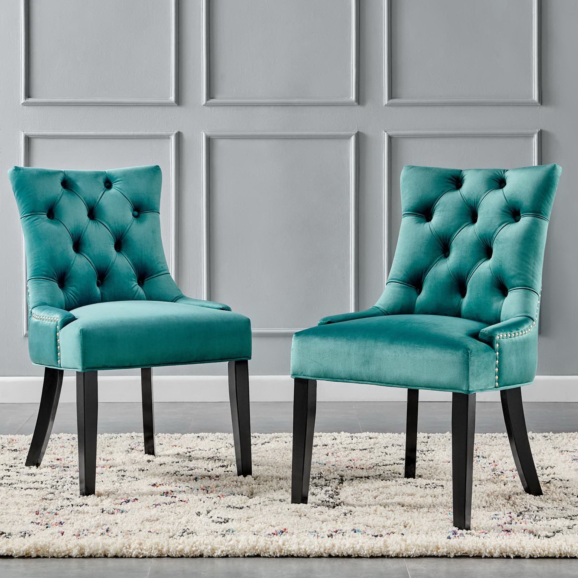 Regent Tufted Performance Velvet Dining Side Chairs Set of 2