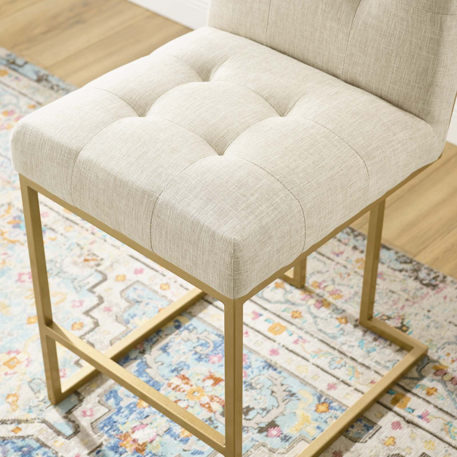 Privy Gold Stainless Steel Upholstered Fabric Counter Stool-Counter Stool-Modway-Wall2Wall Furnishings