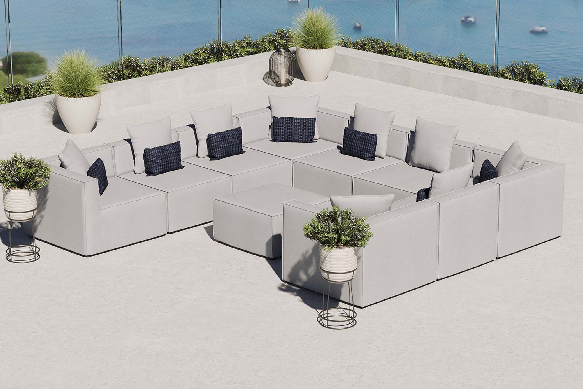 Saybrook 10-Piece Outdoor Patio Upholstered Sectional Sofa