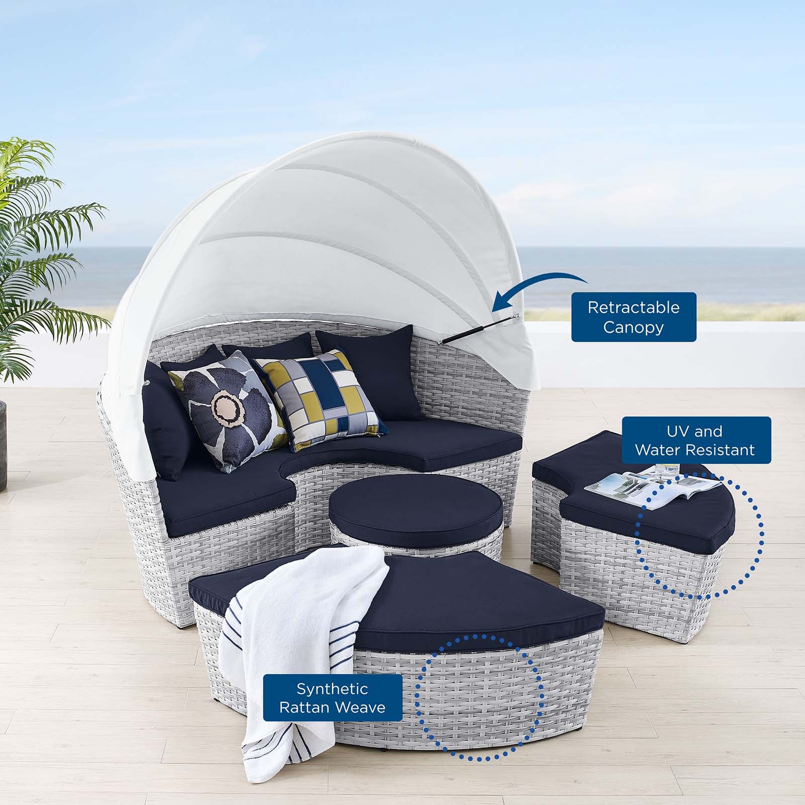 Scottsdale Canopy Outdoor Patio Daybed-Outdoor Bed-Modway-Wall2Wall Furnishings