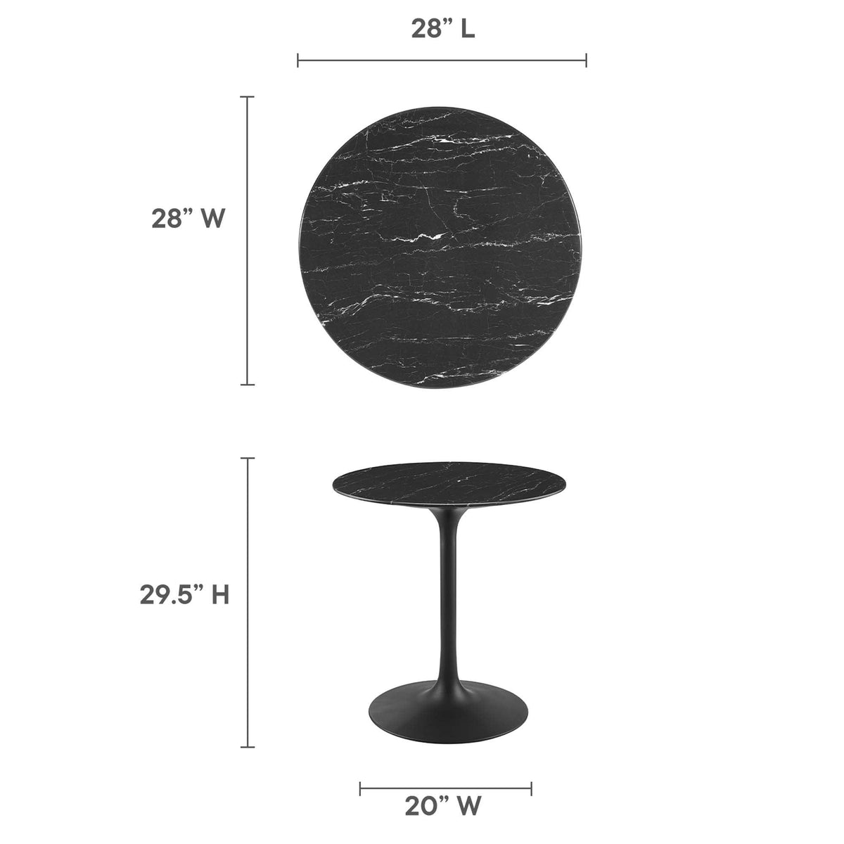 Lippa 28" Round Faux Marble Dining Table