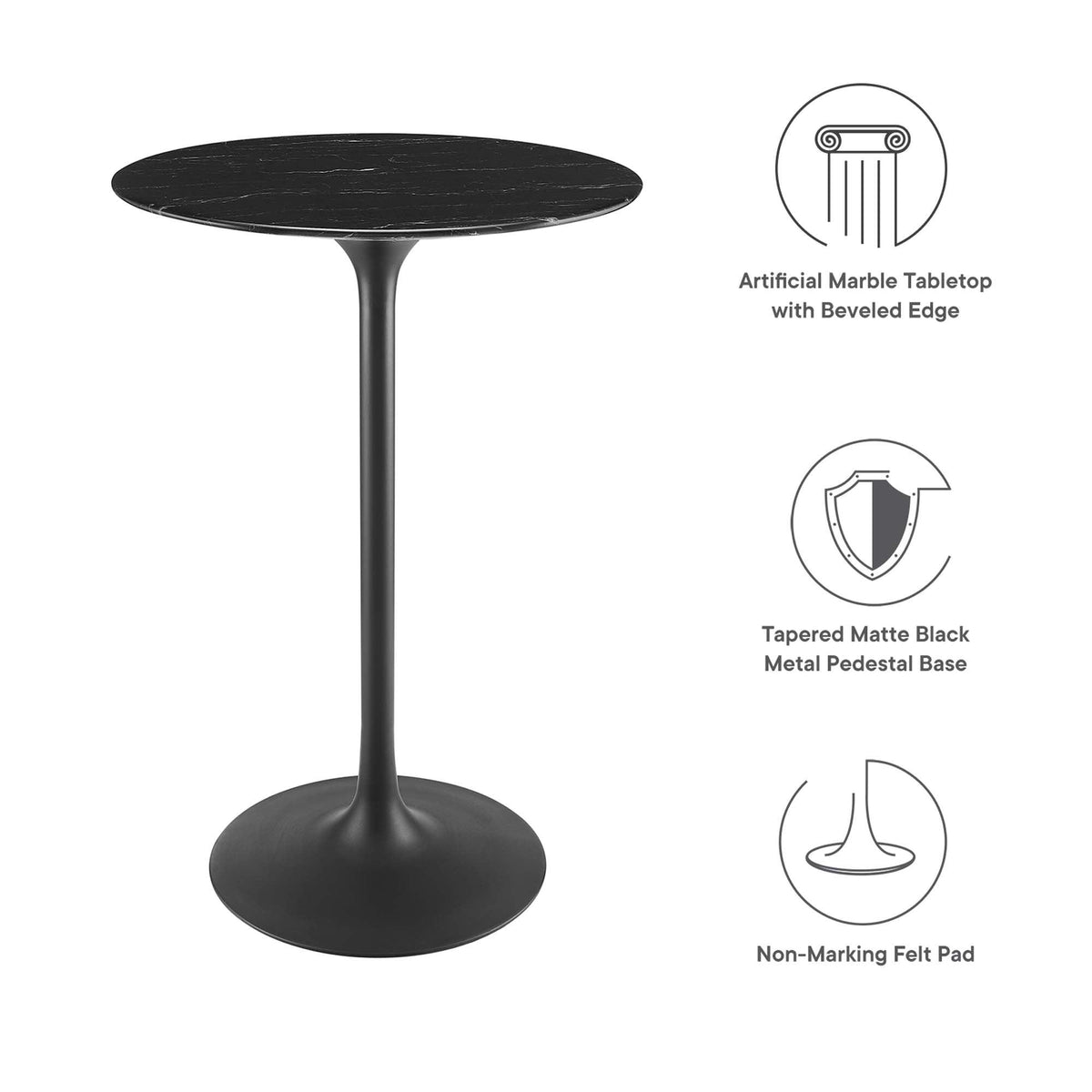 Lippa 28" Round Faux Marble Bar Table