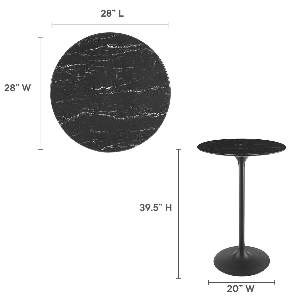 Lippa 28" Round Faux Marble Bar Table