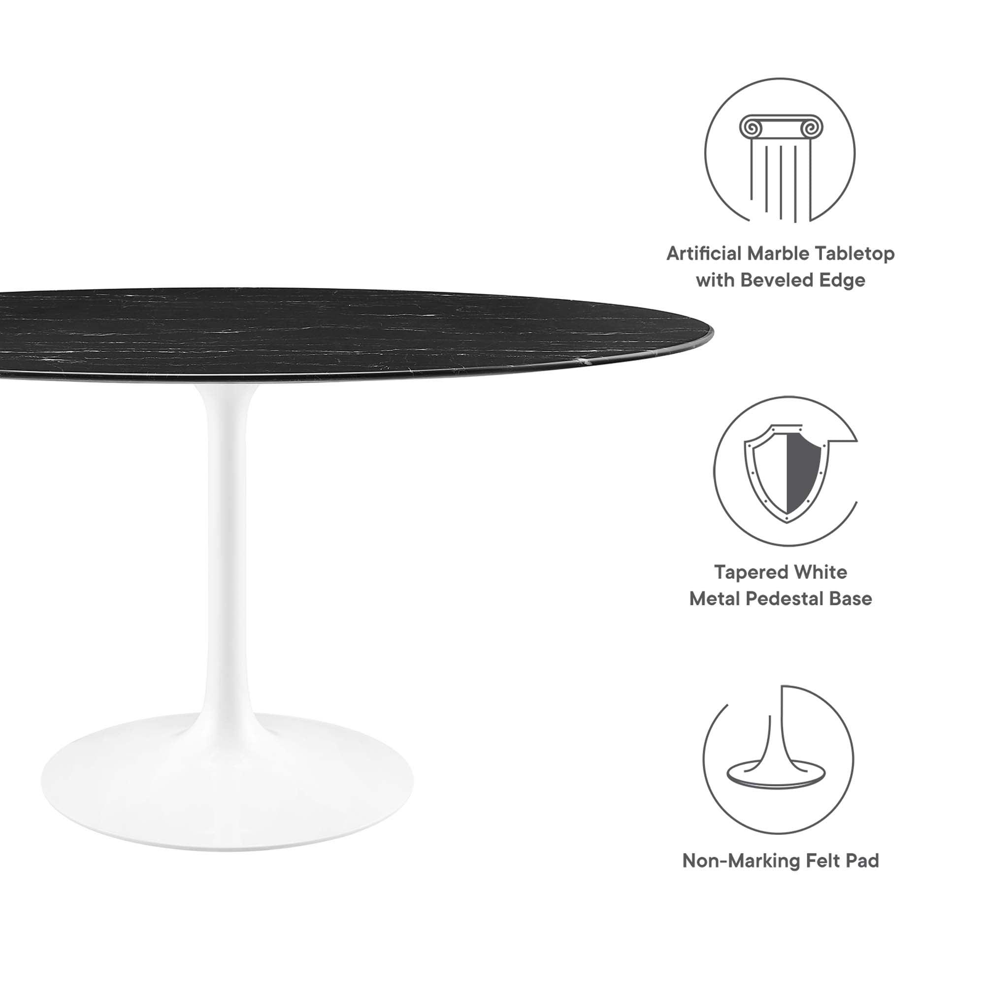 Lippa 60" Oval Faux Marble Dining Table