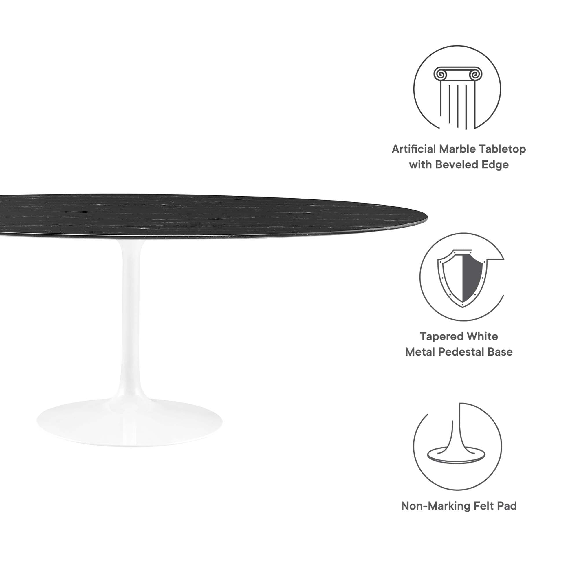 Lippa 78" Oval Faux Marble Dining Table