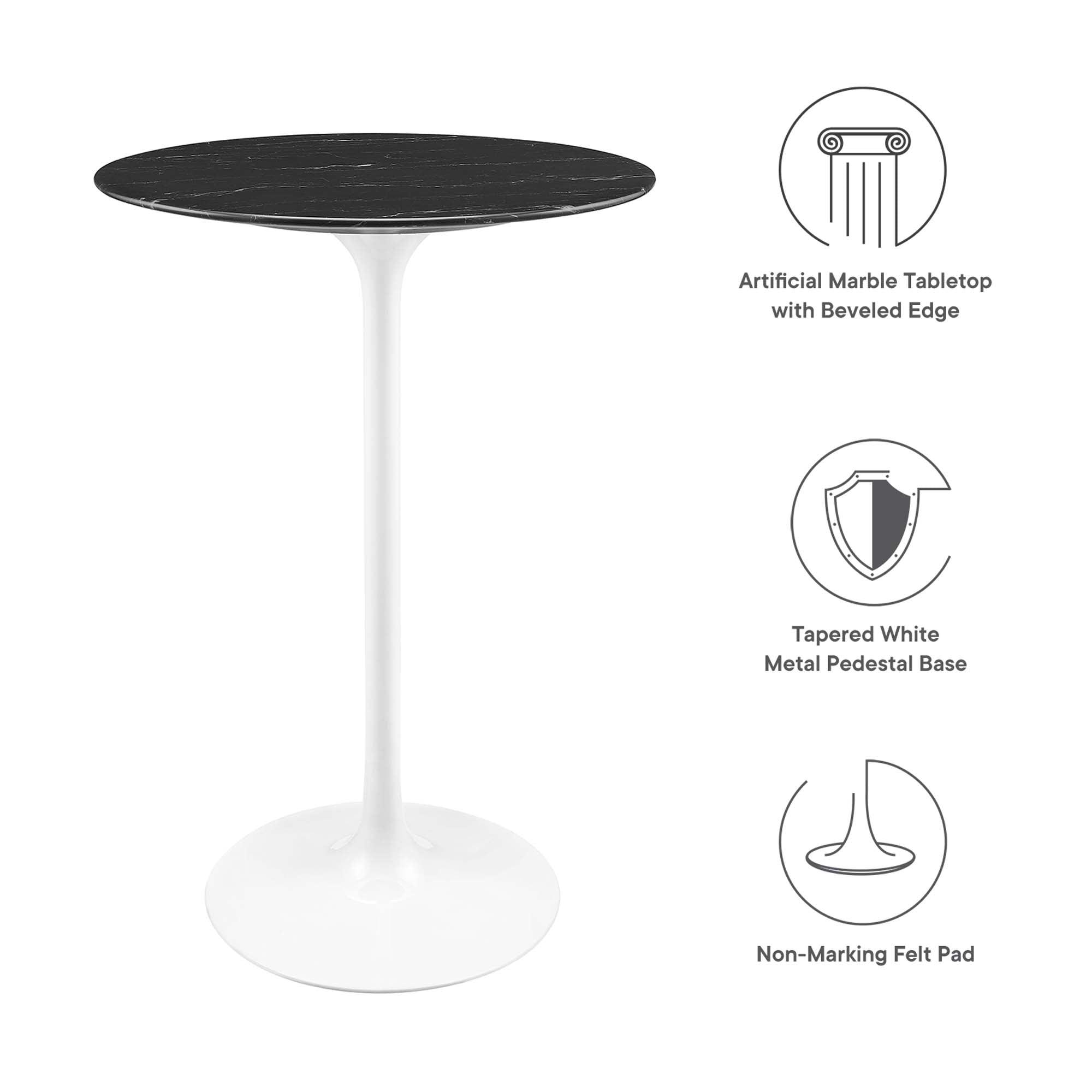 Lippa 28" Round Faux Marble Bar Table
